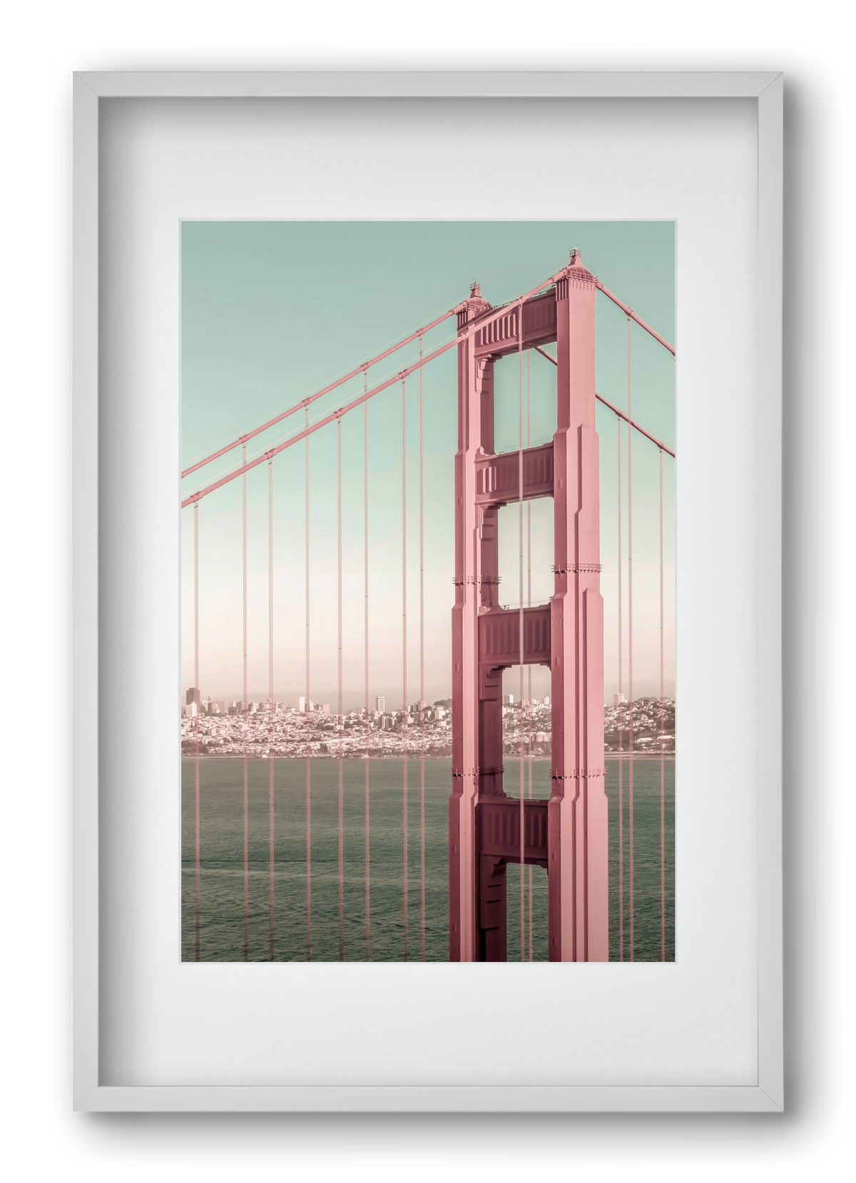 Golden Gate Bridge | urban vintage style, 40x60 cm (30x45 cm), Fehér keret, paszpartuval
