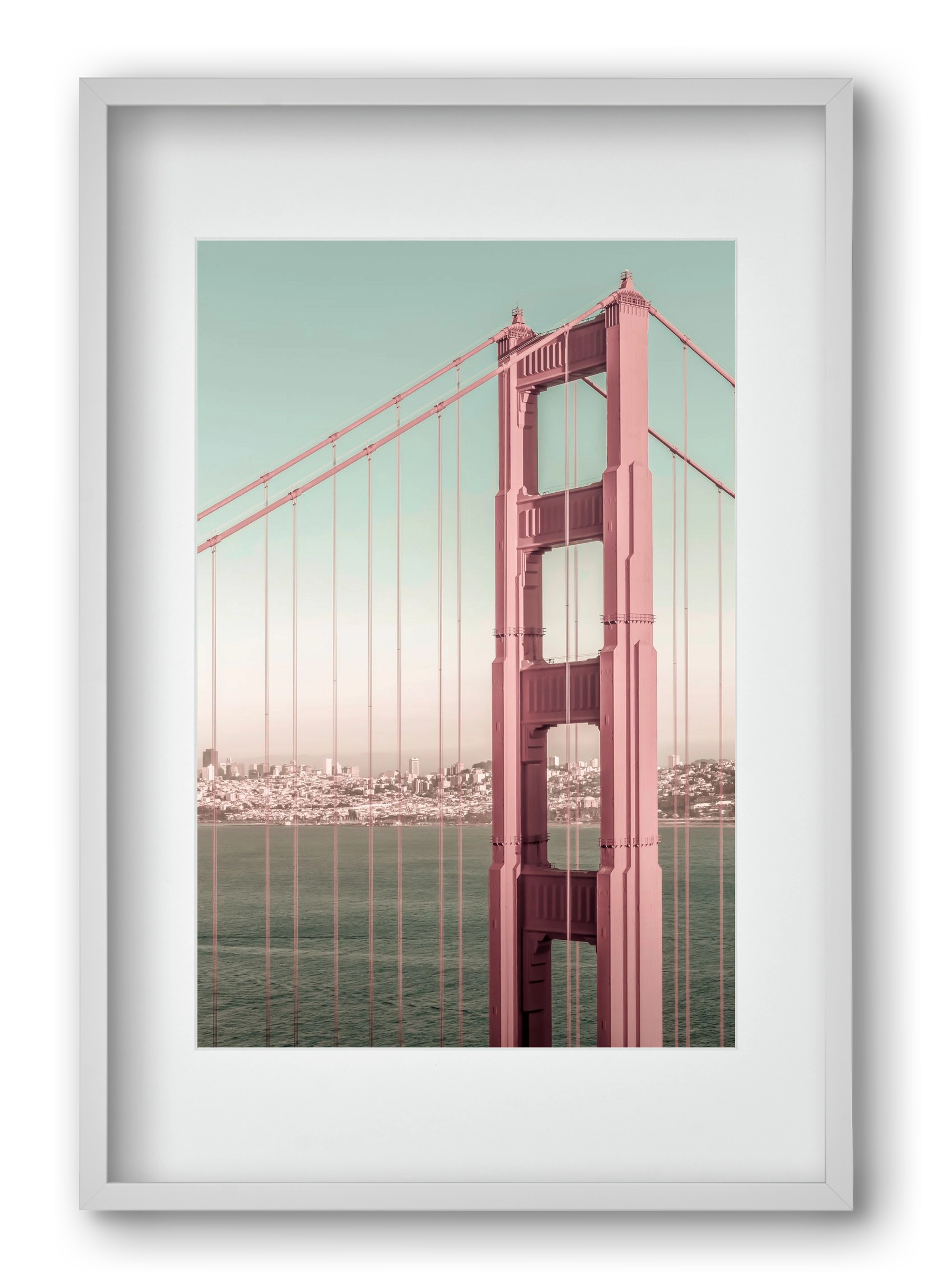 Golden Gate Bridge | urban vintage style, 40x60 cm (30x45 cm), Fehér keret, paszpartuval