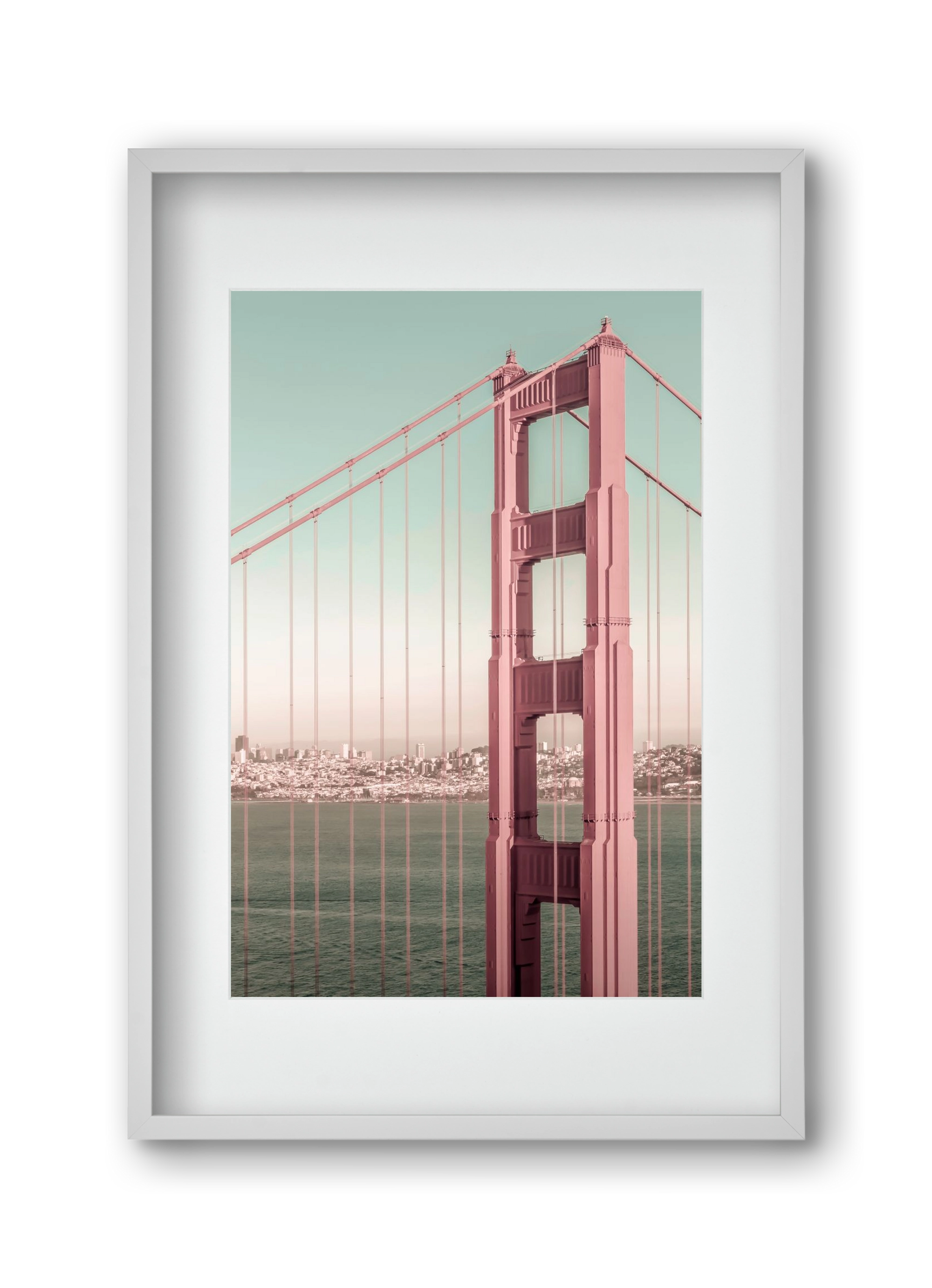 Golden Gate Bridge | urban vintage style, 30x45 cm (20x30 cm), Fehér keret, paszpartuval
