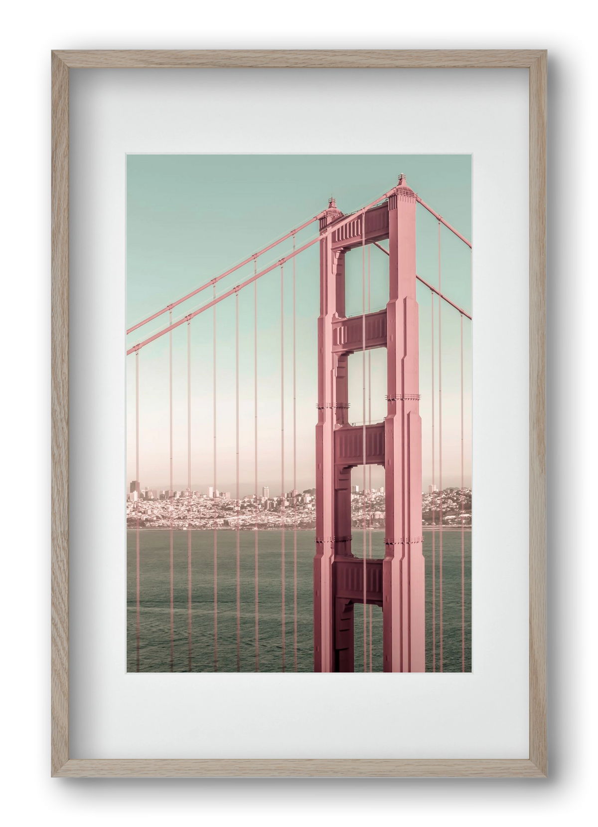 Golden Gate Bridge | urban vintage style, 40x60 cm (30x45 cm), Tölgy keret, paszpartuval