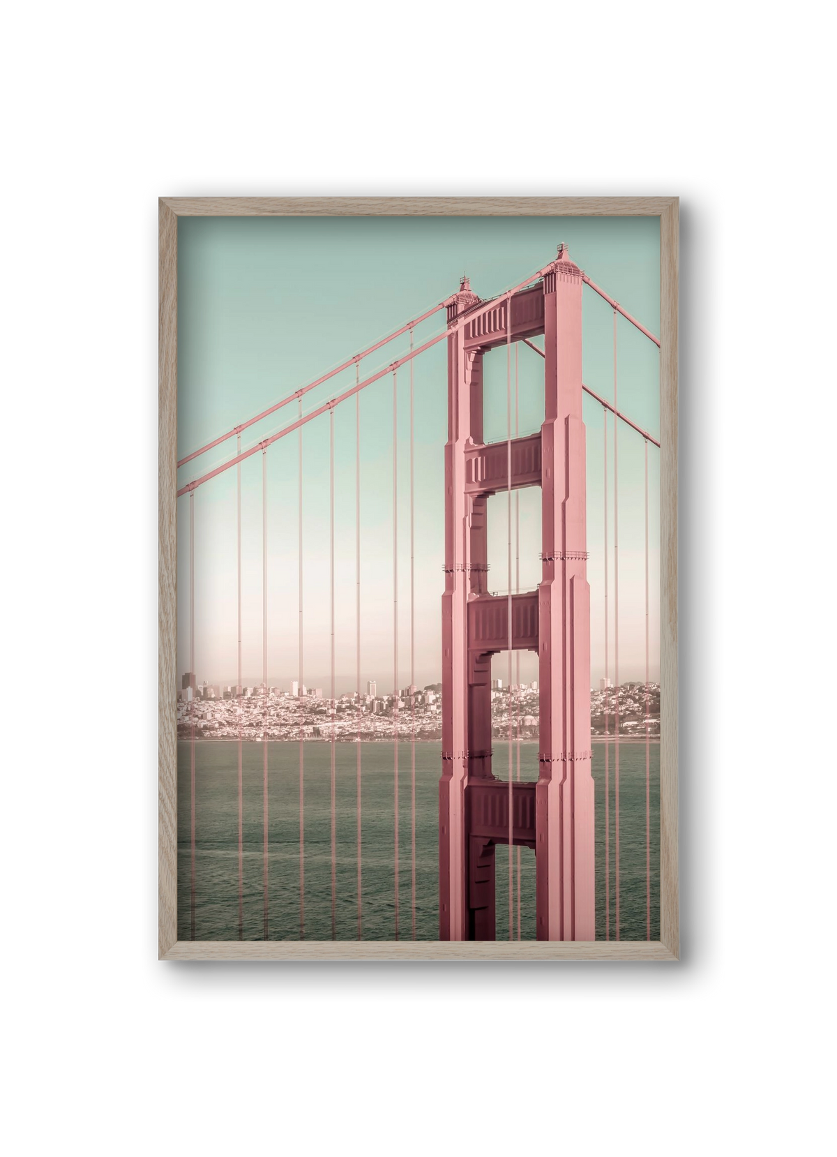 Golden Gate Bridge | urban vintage style, 20x30 cm (20x30 cm), Tölgy keret