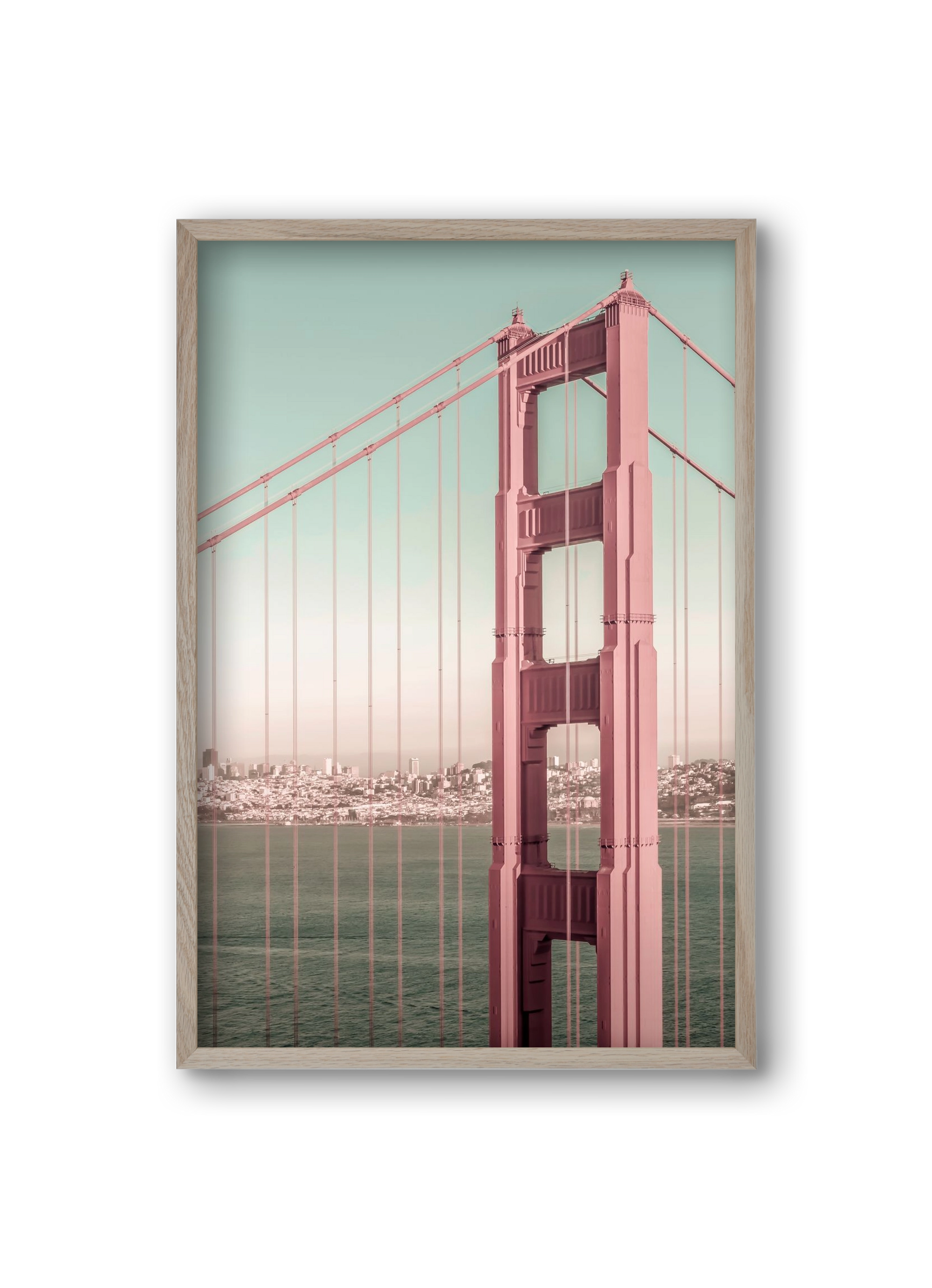 Golden Gate Bridge | urban vintage style, 20x30 cm (20x30 cm), Tölgy keret