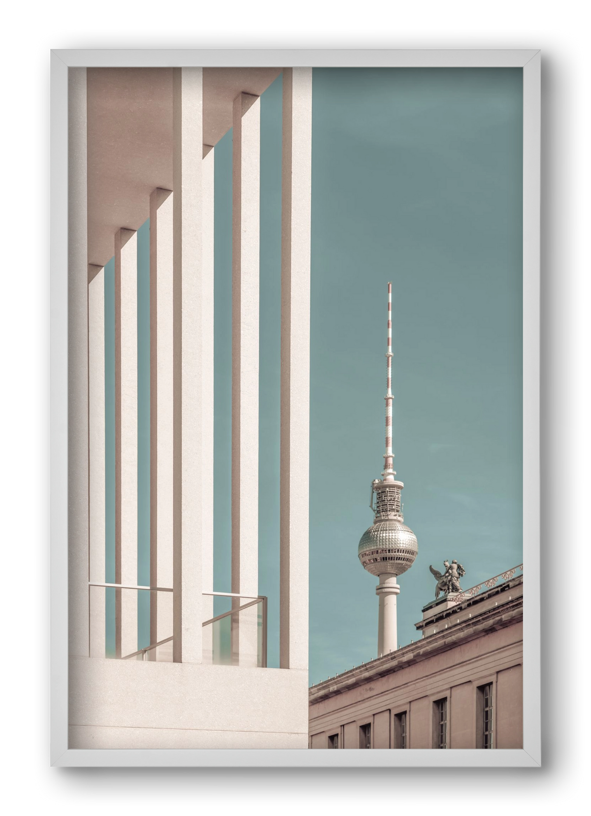 BERLIN Television Tower | urban vintage style, 40x60 cm (40x60 cm), Fehér keret