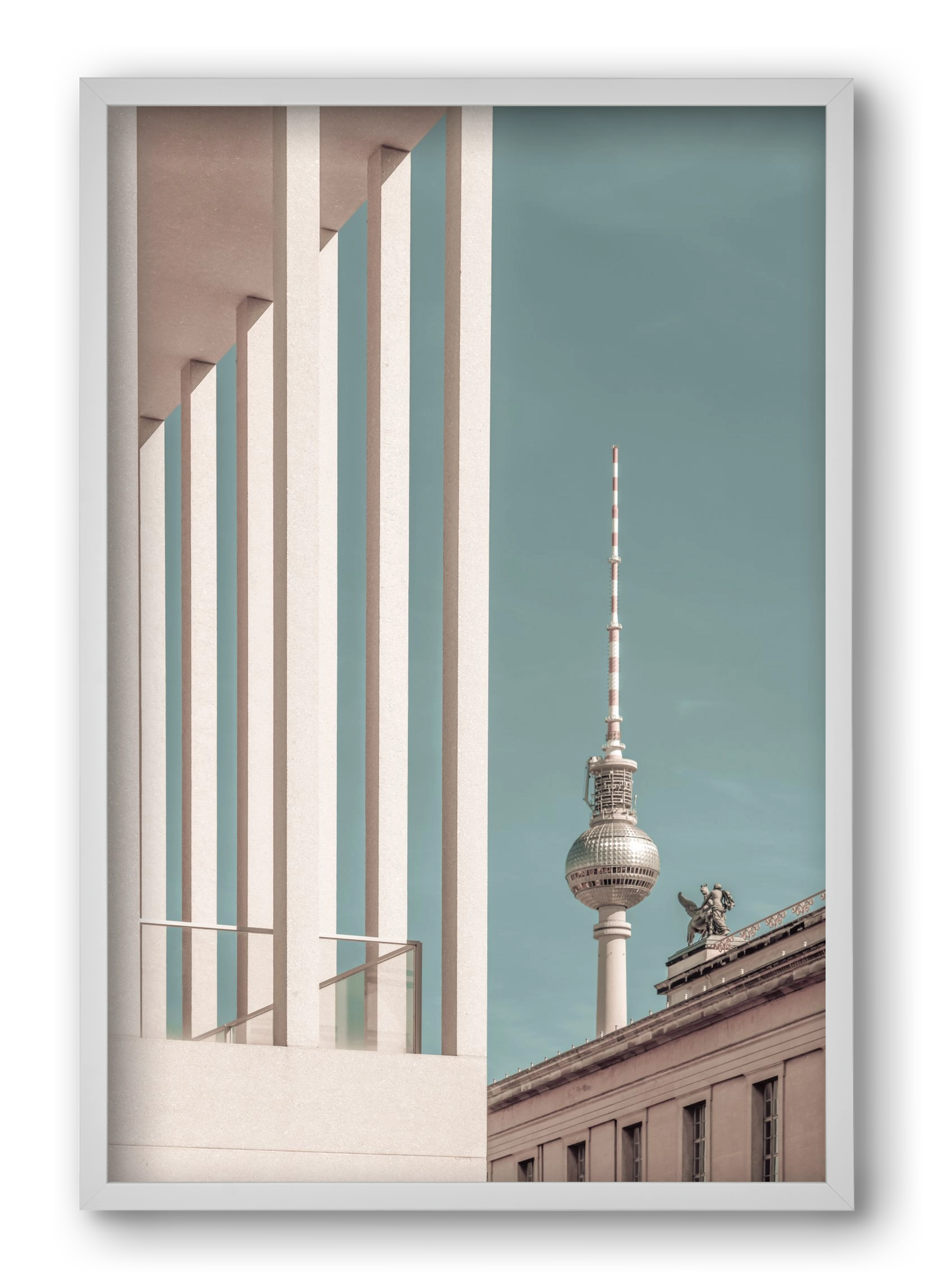 BERLIN Television Tower | urban vintage style, 40x60 cm (40x60 cm), Fehér keret