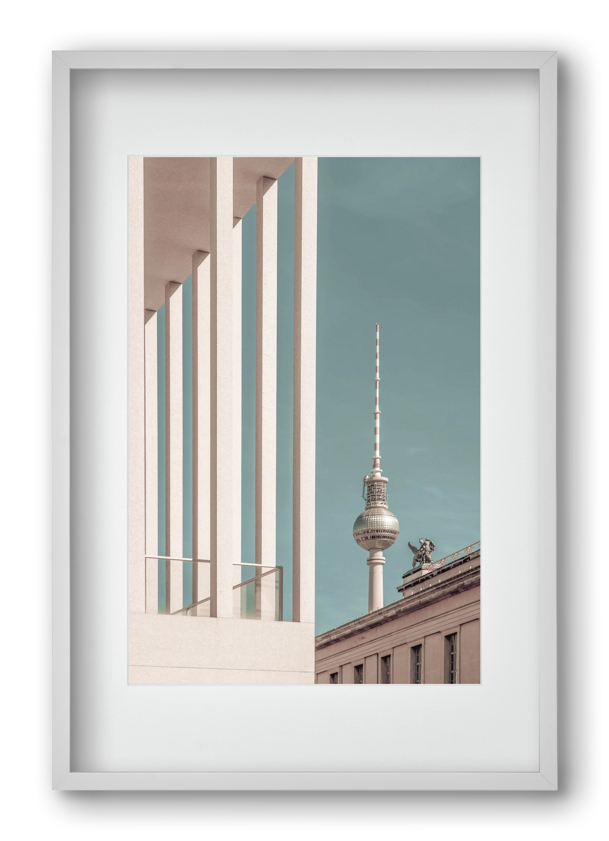 BERLIN Television Tower | urban vintage style, 40x60 cm (30x45 cm), Fehér keret, paszpartuval