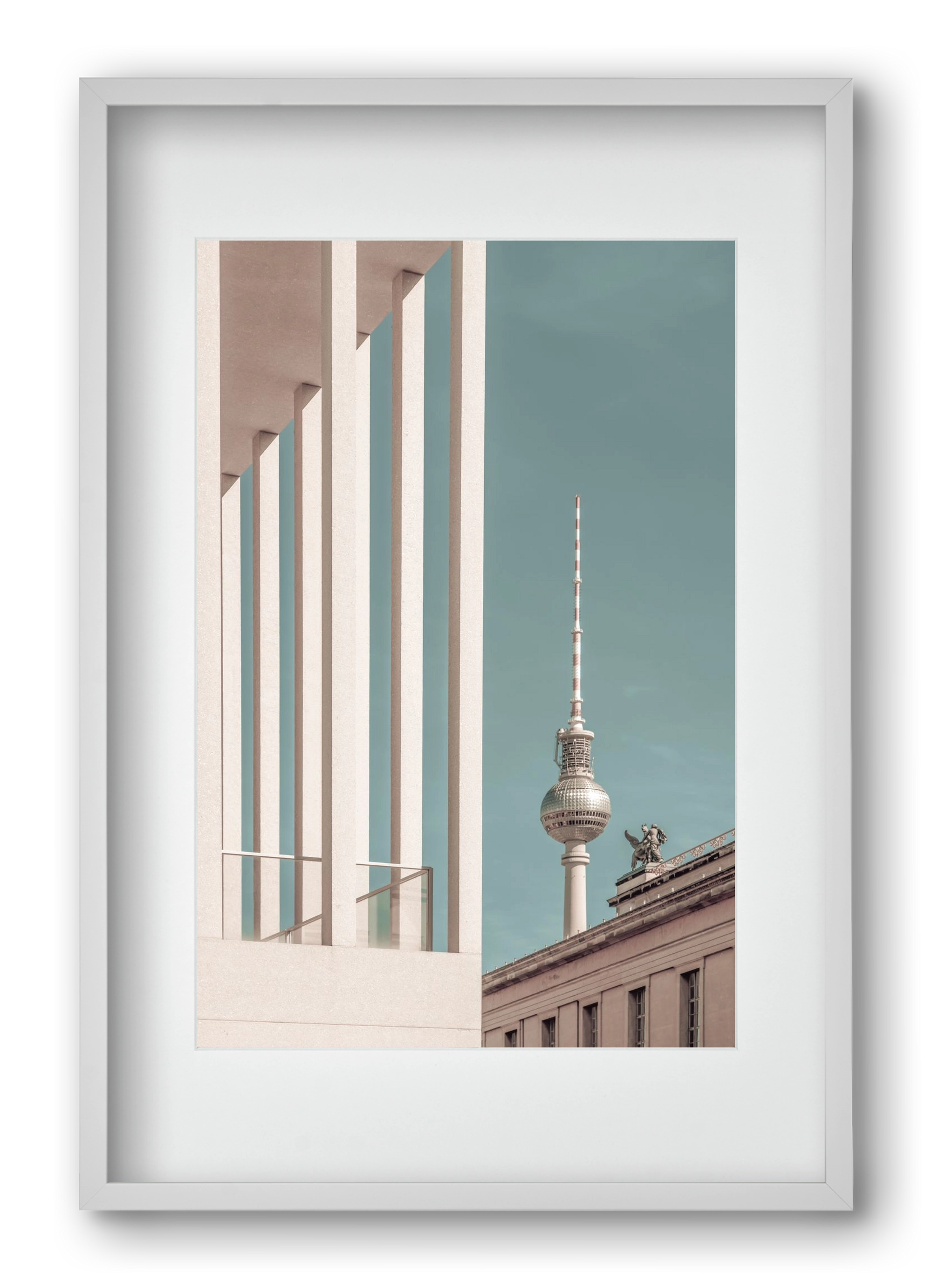 BERLIN Television Tower | urban vintage style, 40x60 cm (30x45 cm), Fehér keret, paszpartuval