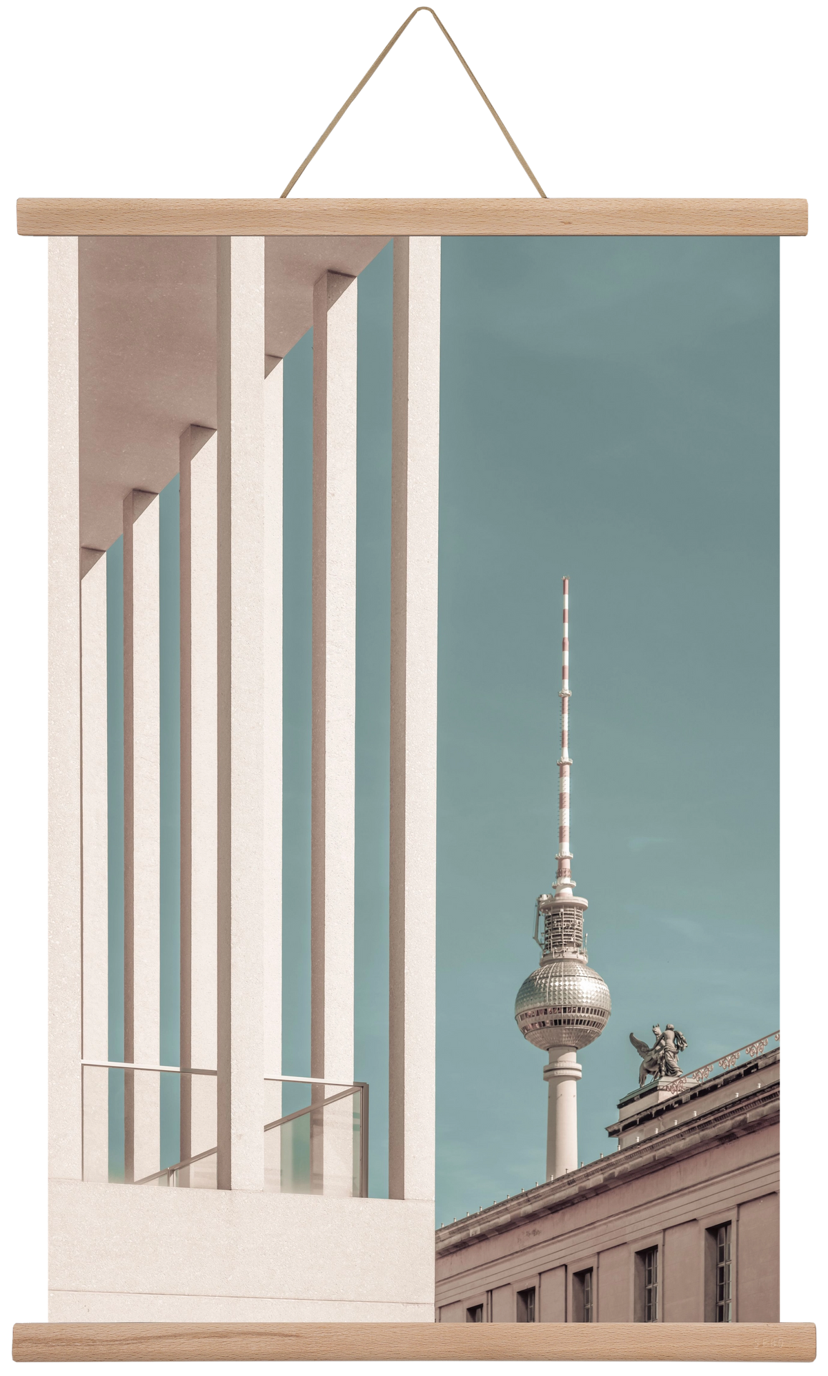 BERLIN Television Tower | urban vintage style, 40x60 cm (40x60 cm), Tölgy akasztó