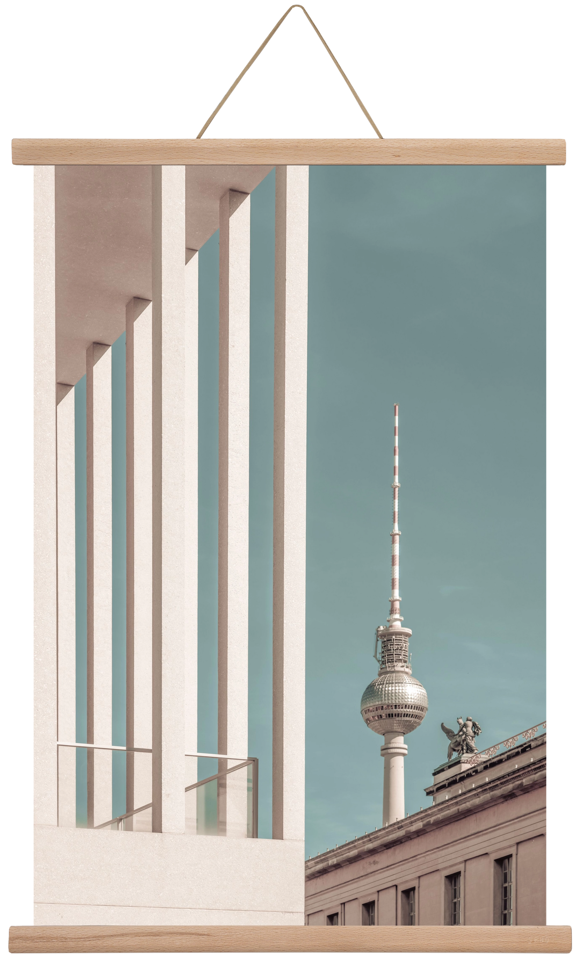 BERLIN Television Tower | urban vintage style, 40x60 cm (40x60 cm), Tölgy akasztó