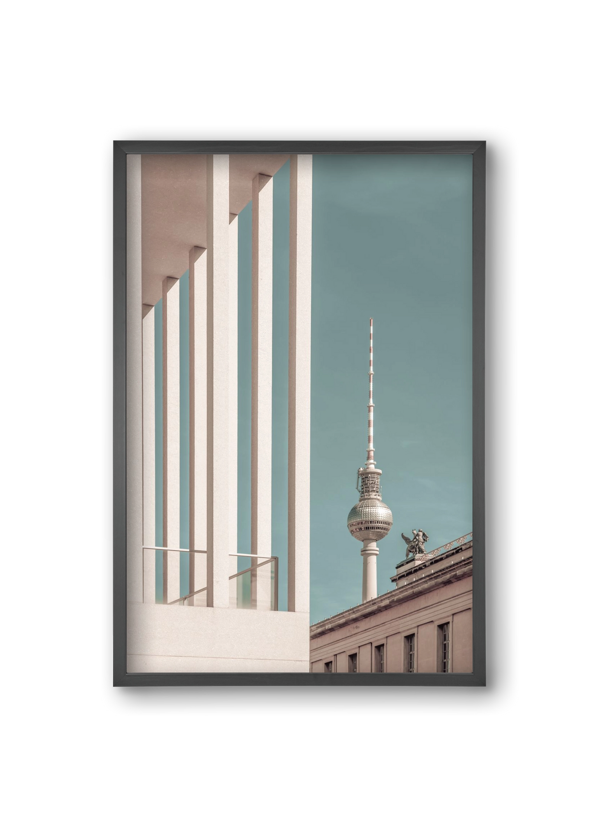 BERLIN Television Tower | urban vintage style, 20x30 cm (20x30 cm), Fekete keret