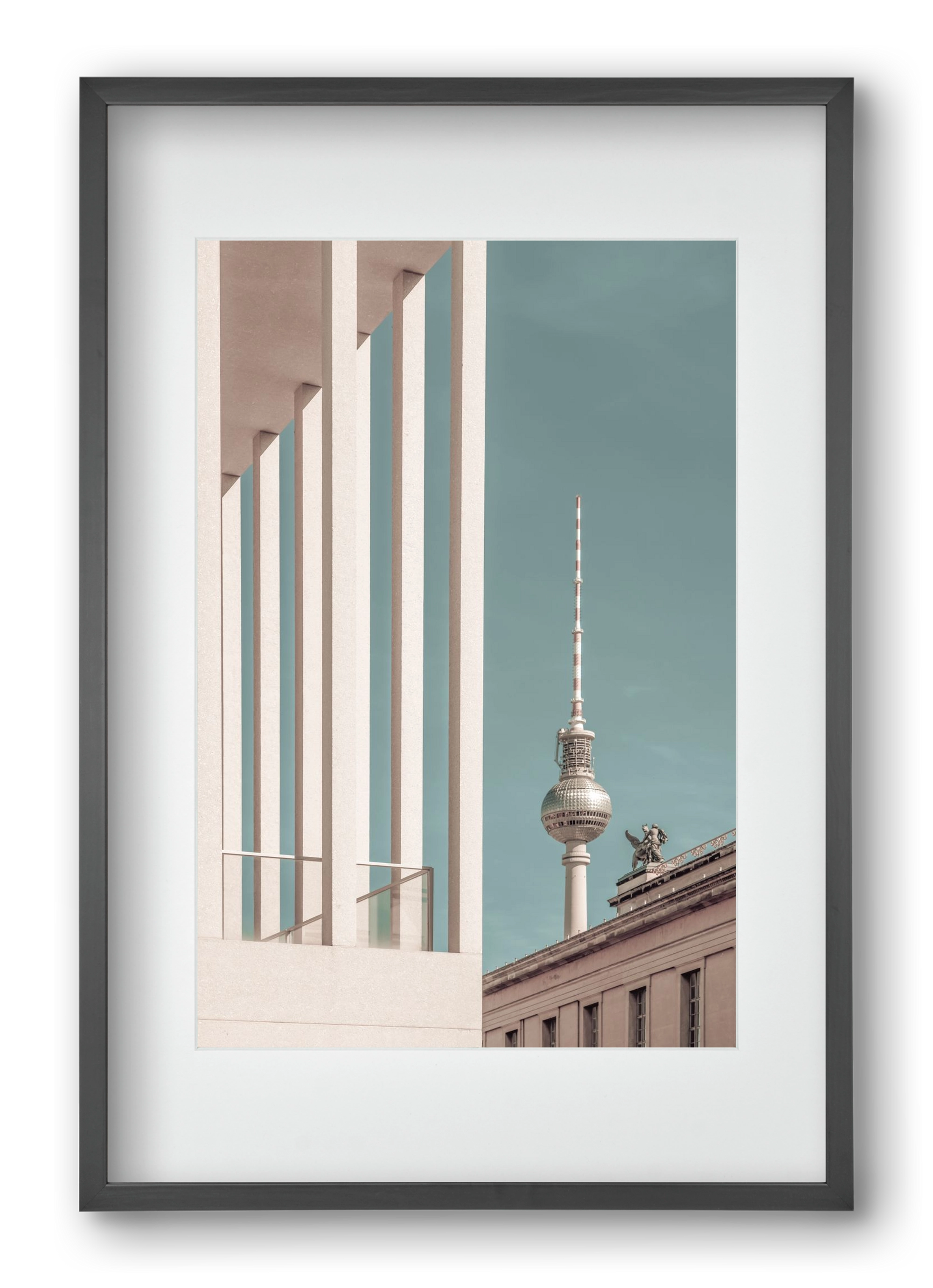 BERLIN Television Tower | urban vintage style, 40x60 cm (30x45 cm), Fekete keret, paszpartuval