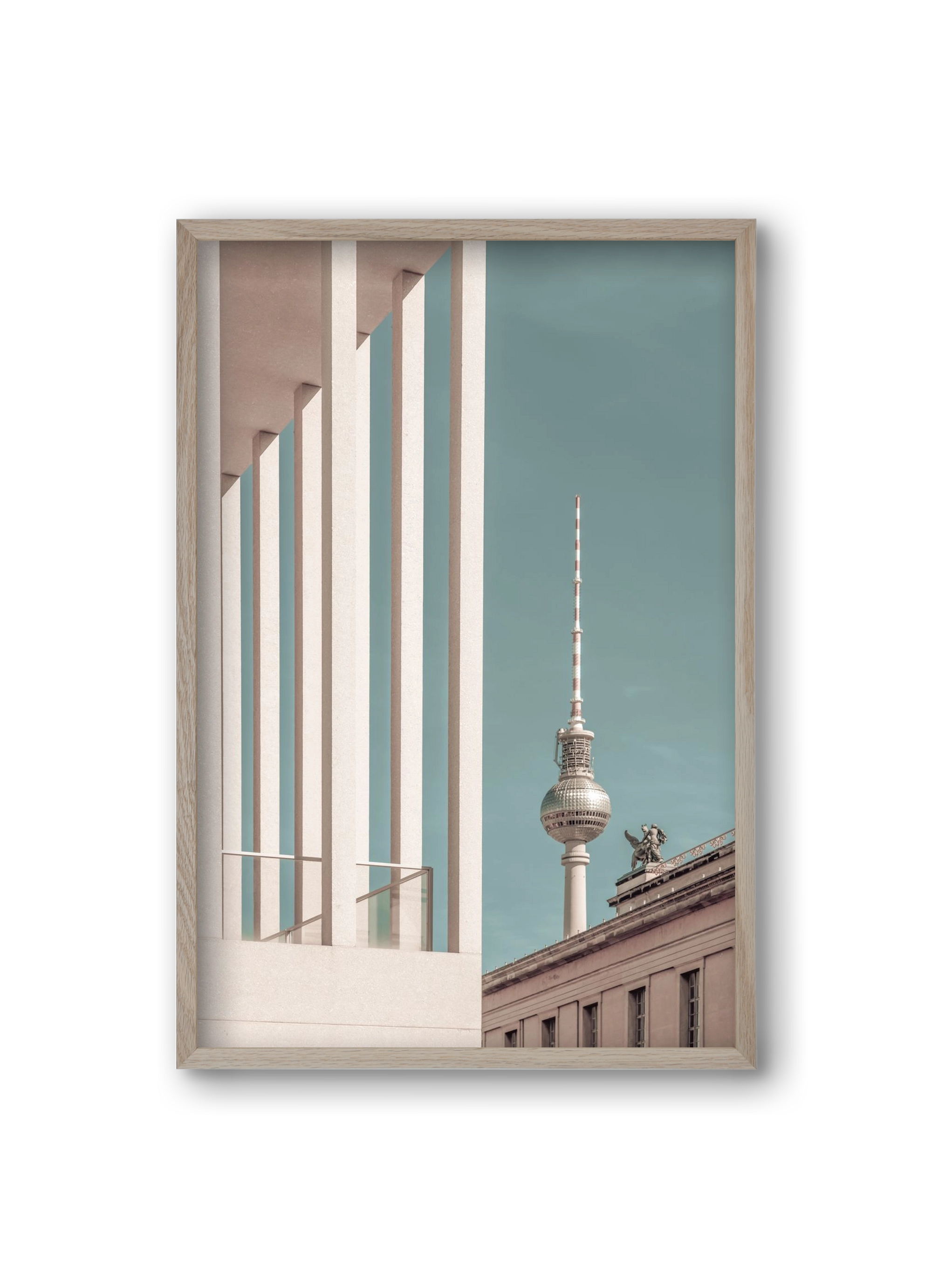 BERLIN Television Tower | urban vintage style, 20x30 cm (20x30 cm), Tölgy keret