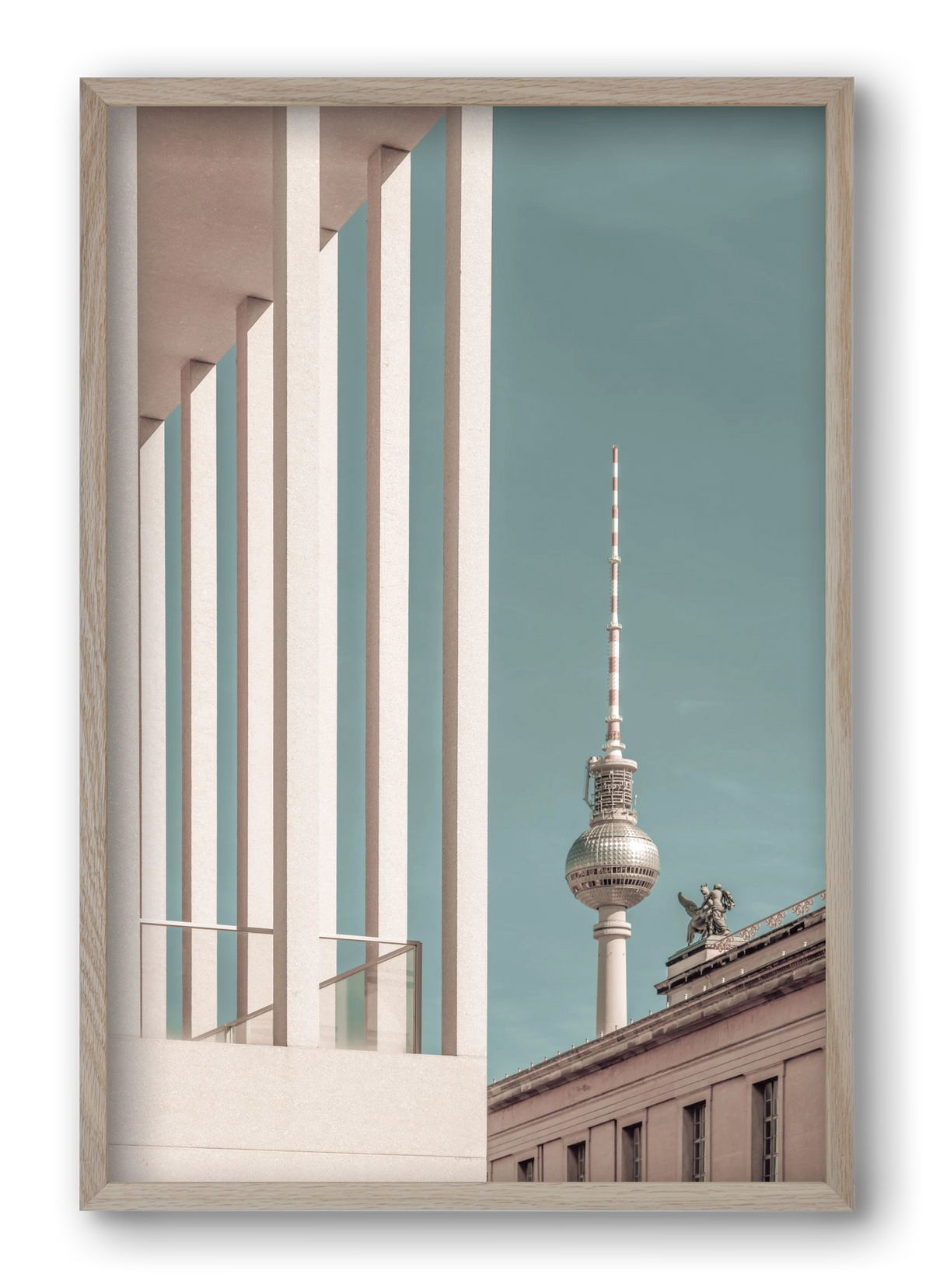 BERLIN Television Tower | urban vintage style, 40x60 cm (40x60 cm), Tölgy keret