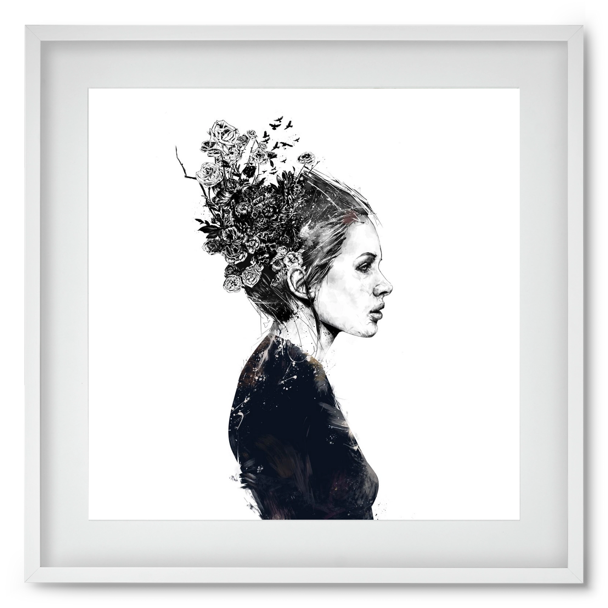 Blooming girl, 50x50 cm (40x40 cm), Fehér keret, paszpartuval