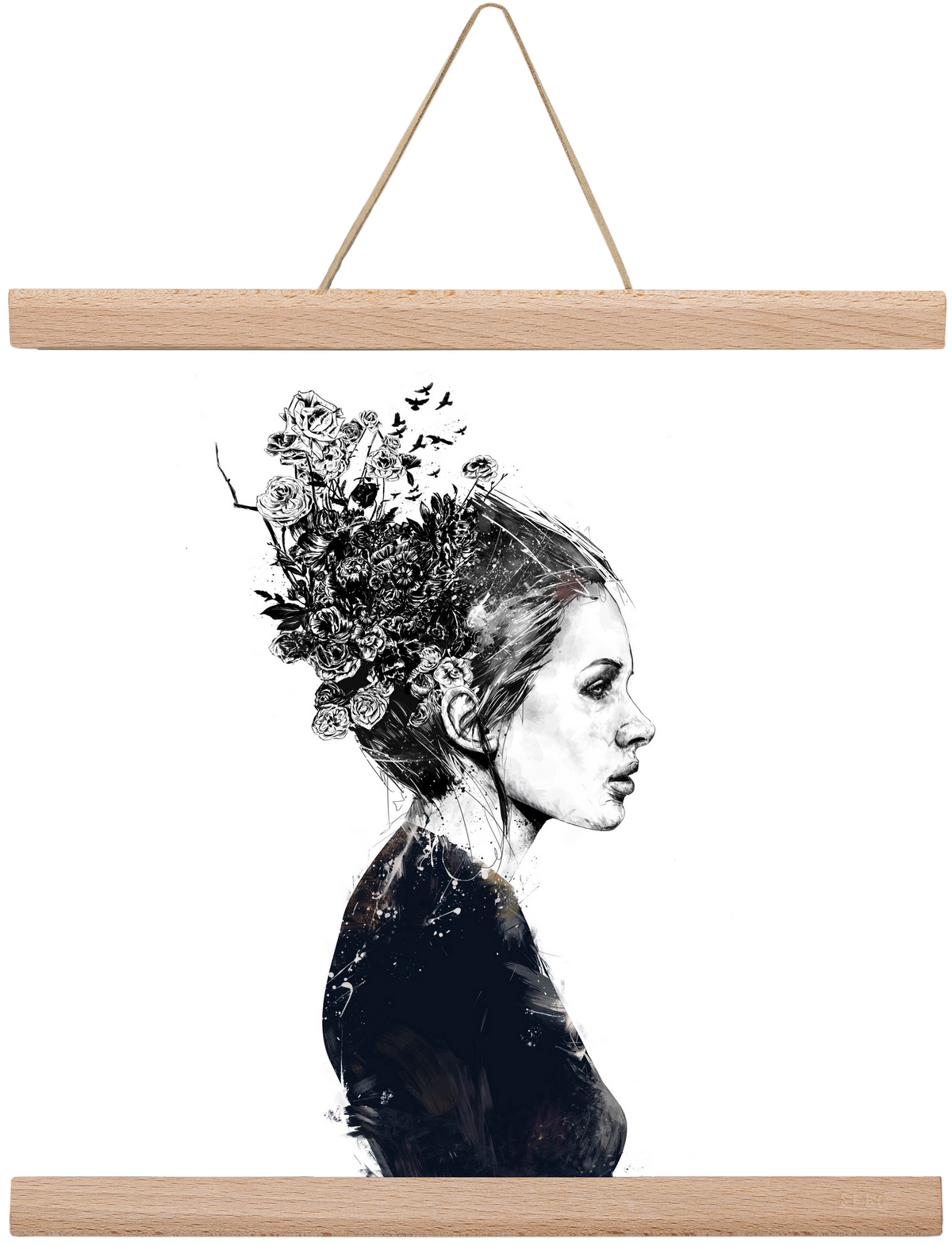 Blooming girl, 30x30 cm (30x30 cm), Tölgy akasztó