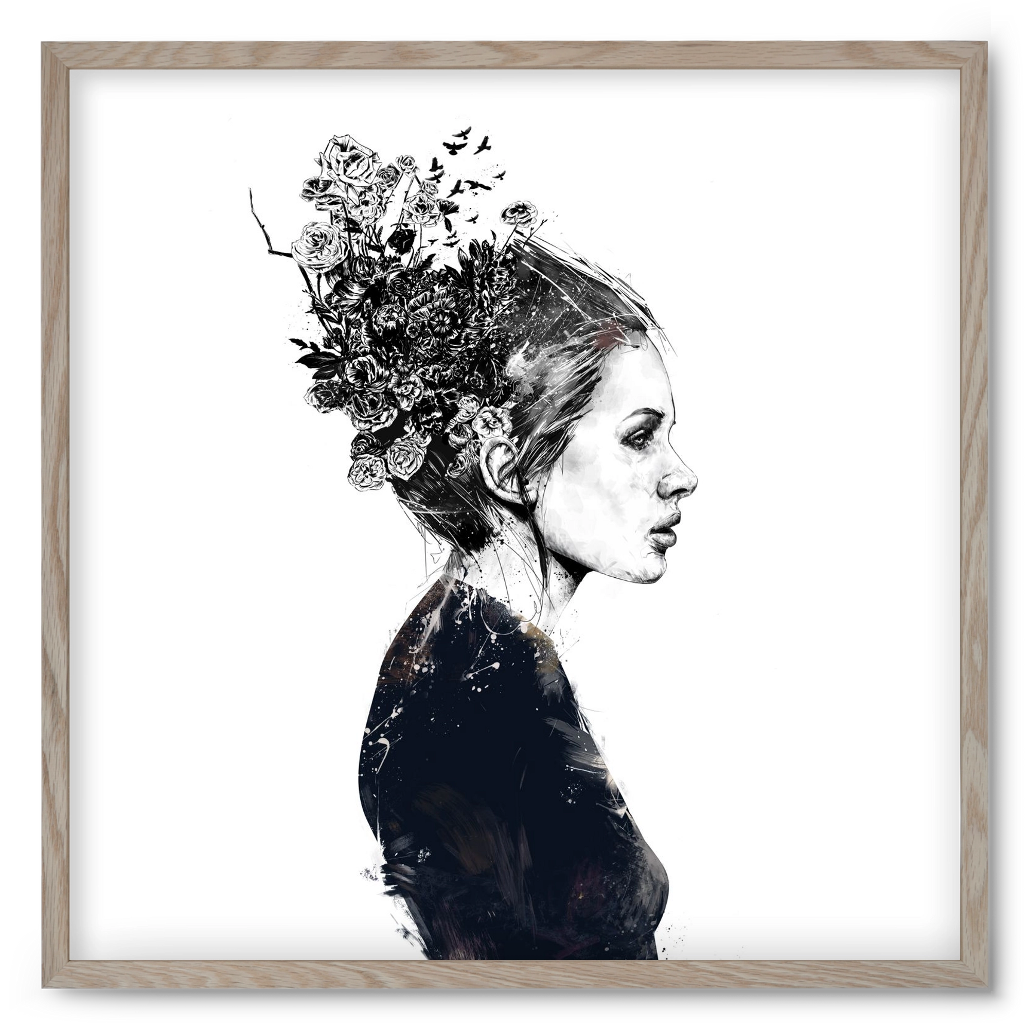 Blooming girl, 50x50 cm (50x50 cm), Tölgy keret