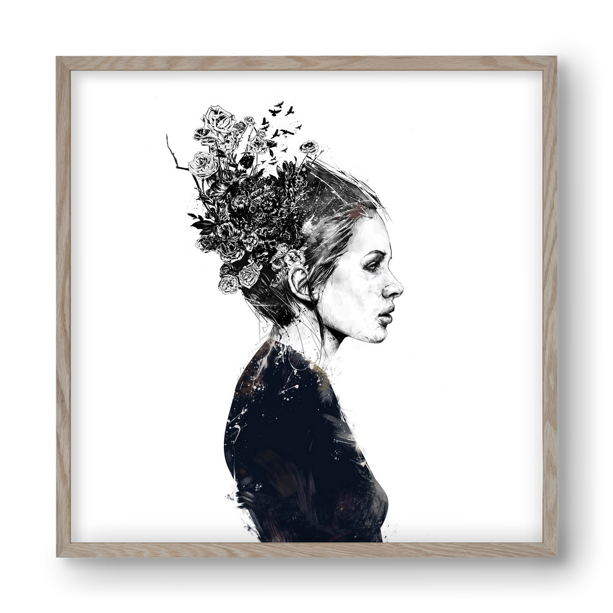 Blooming girl, 40x40 cm (40x40 cm), Tölgy keret