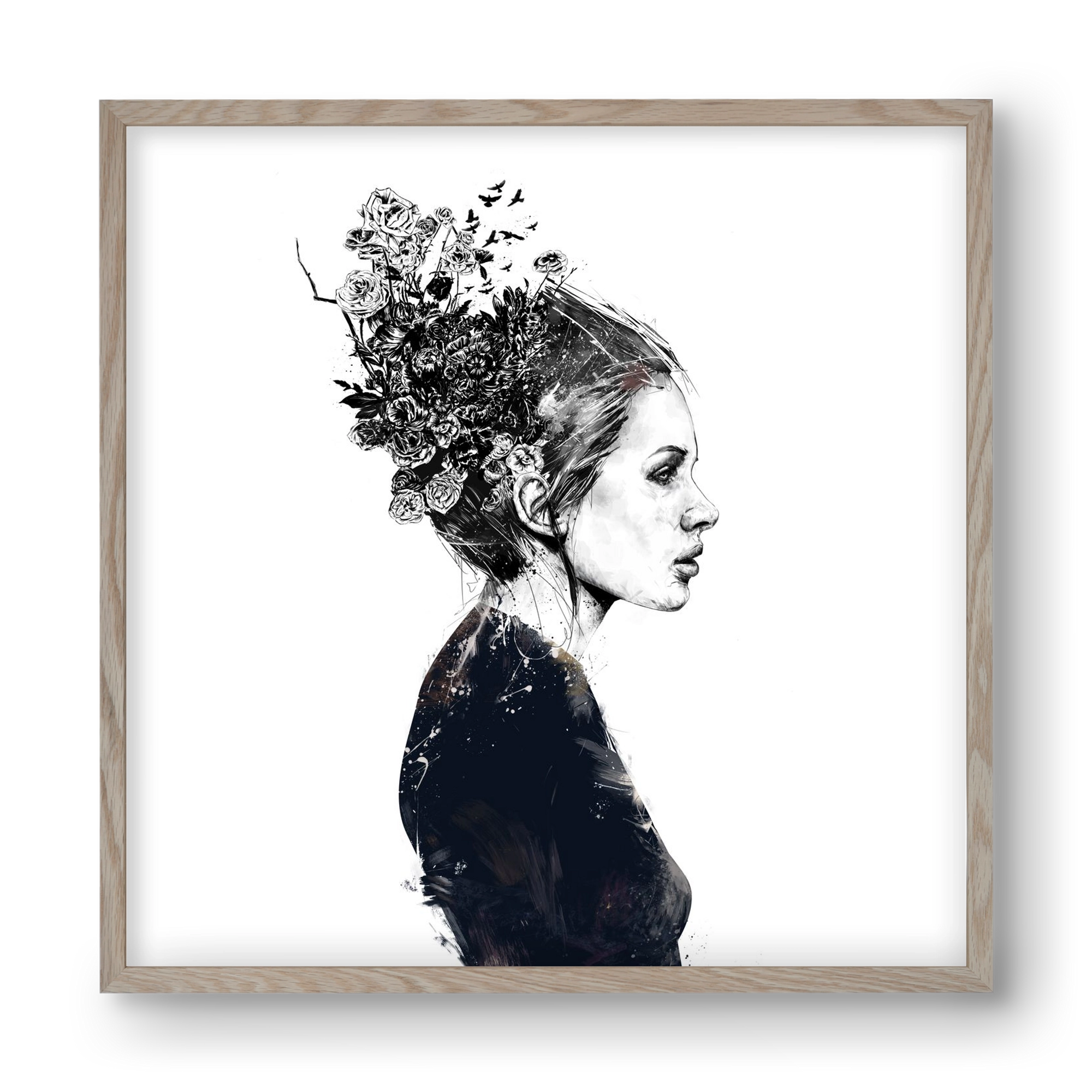 Blooming girl, 40x40 cm (40x40 cm), Tölgy keret