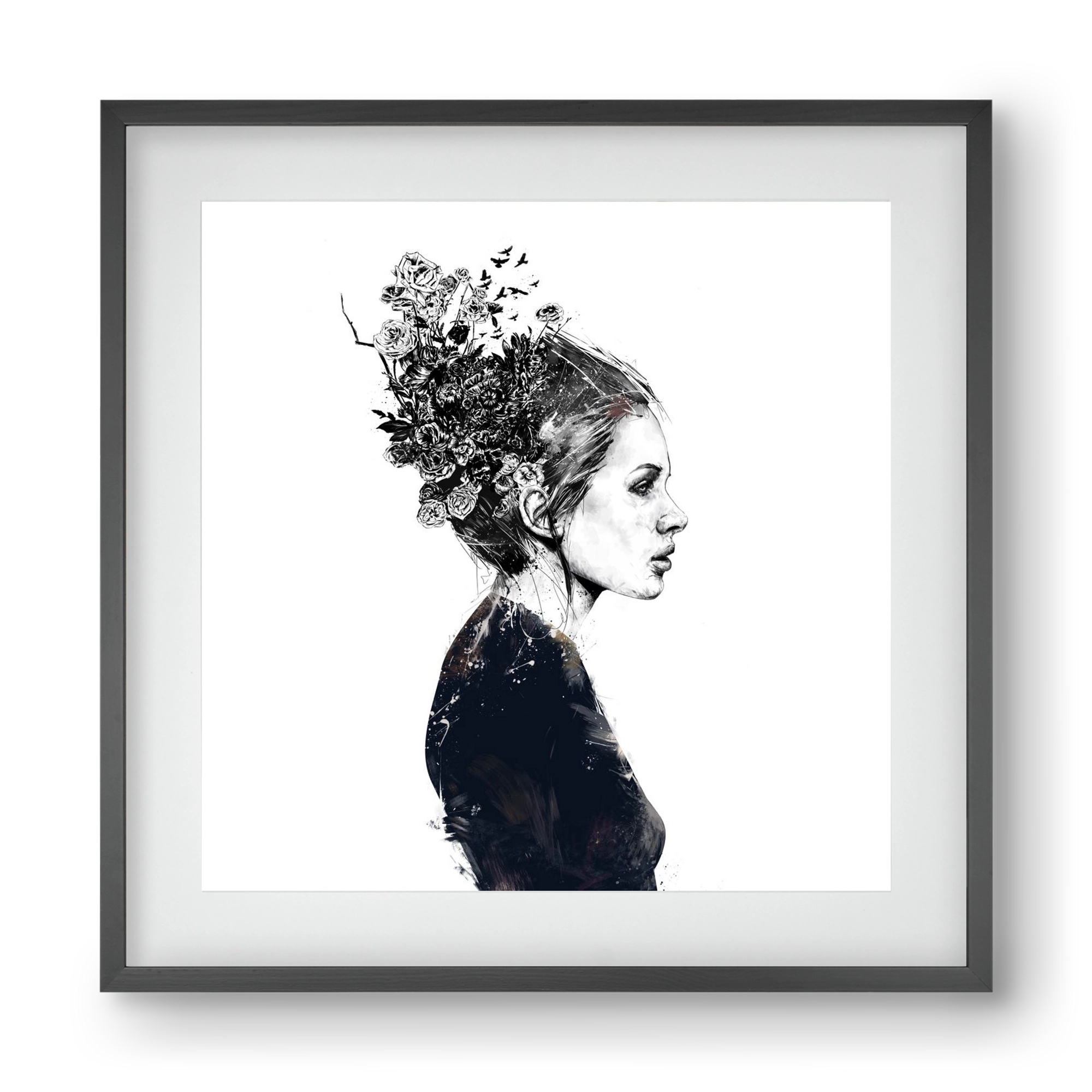 Blooming girl, 40x40 cm (30x30 cm), Fekete keret, paszpartuval