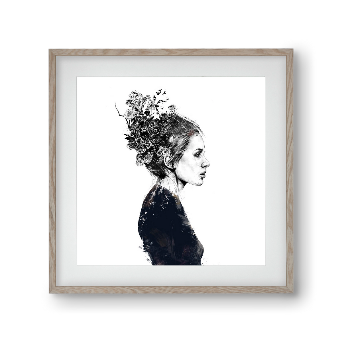 Blooming girl, 30x30 cm (20x20 cm), Tölgy keret, paszpartuval