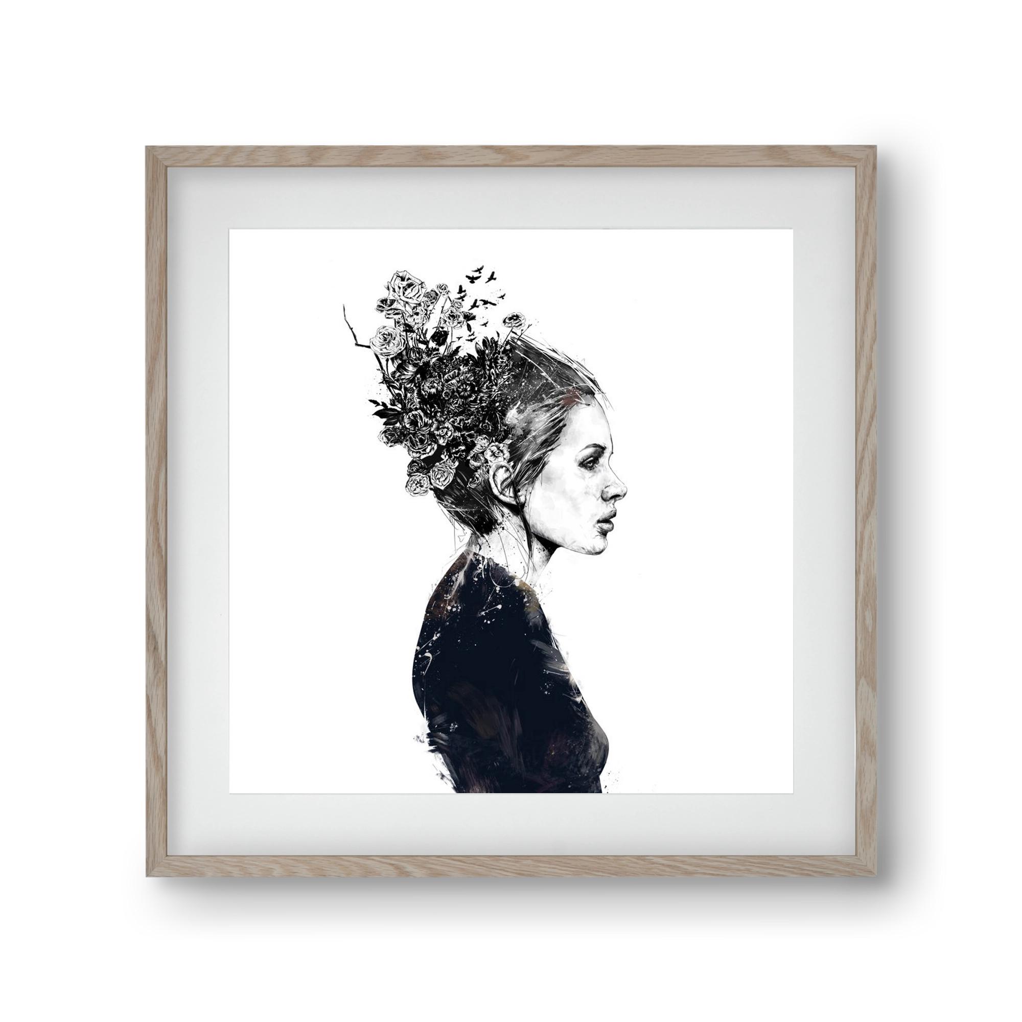 Blooming girl, 30x30 cm (20x20 cm), Tölgy keret, paszpartuval