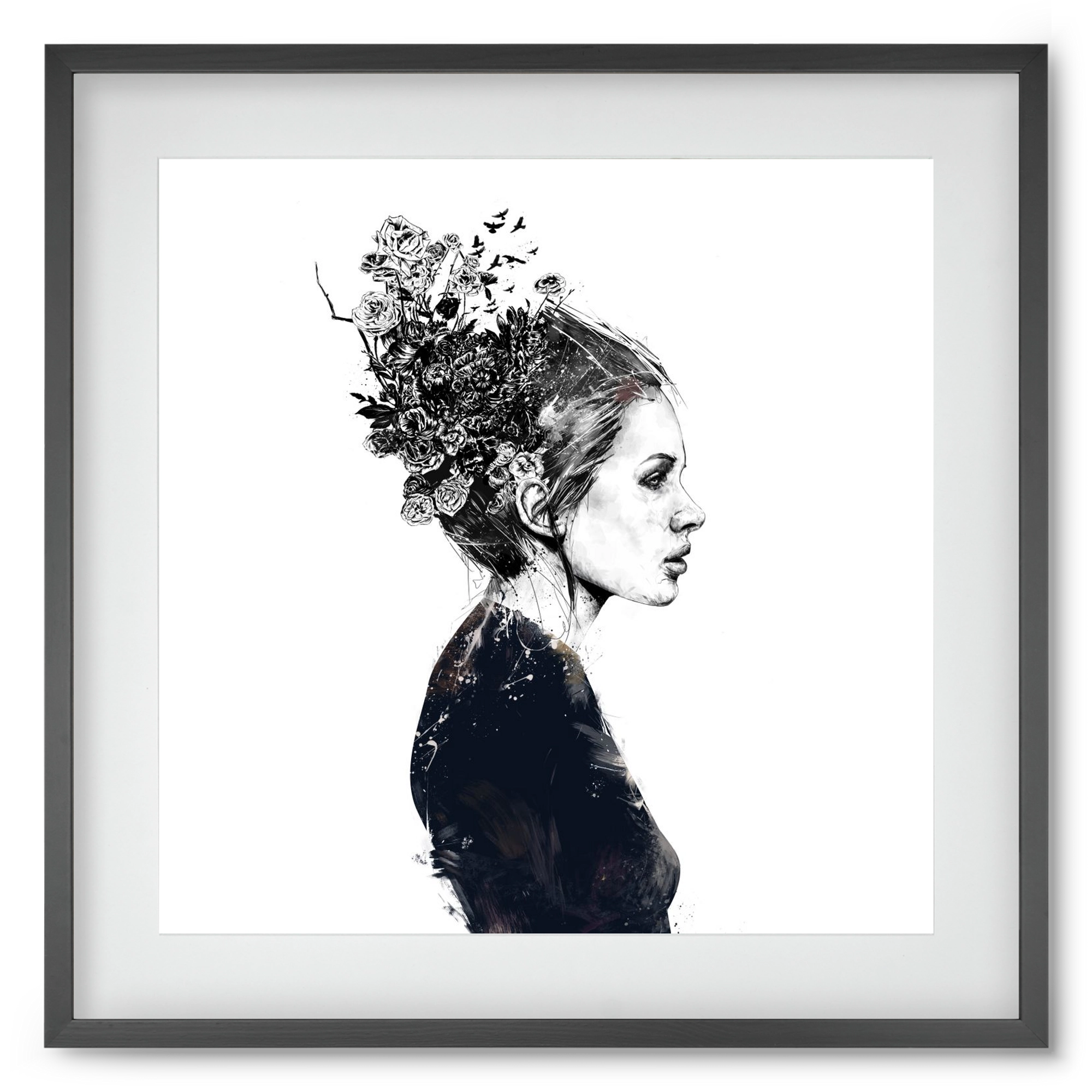 Blooming girl, 50x50 cm (40x40 cm), Fekete keret, paszpartuval