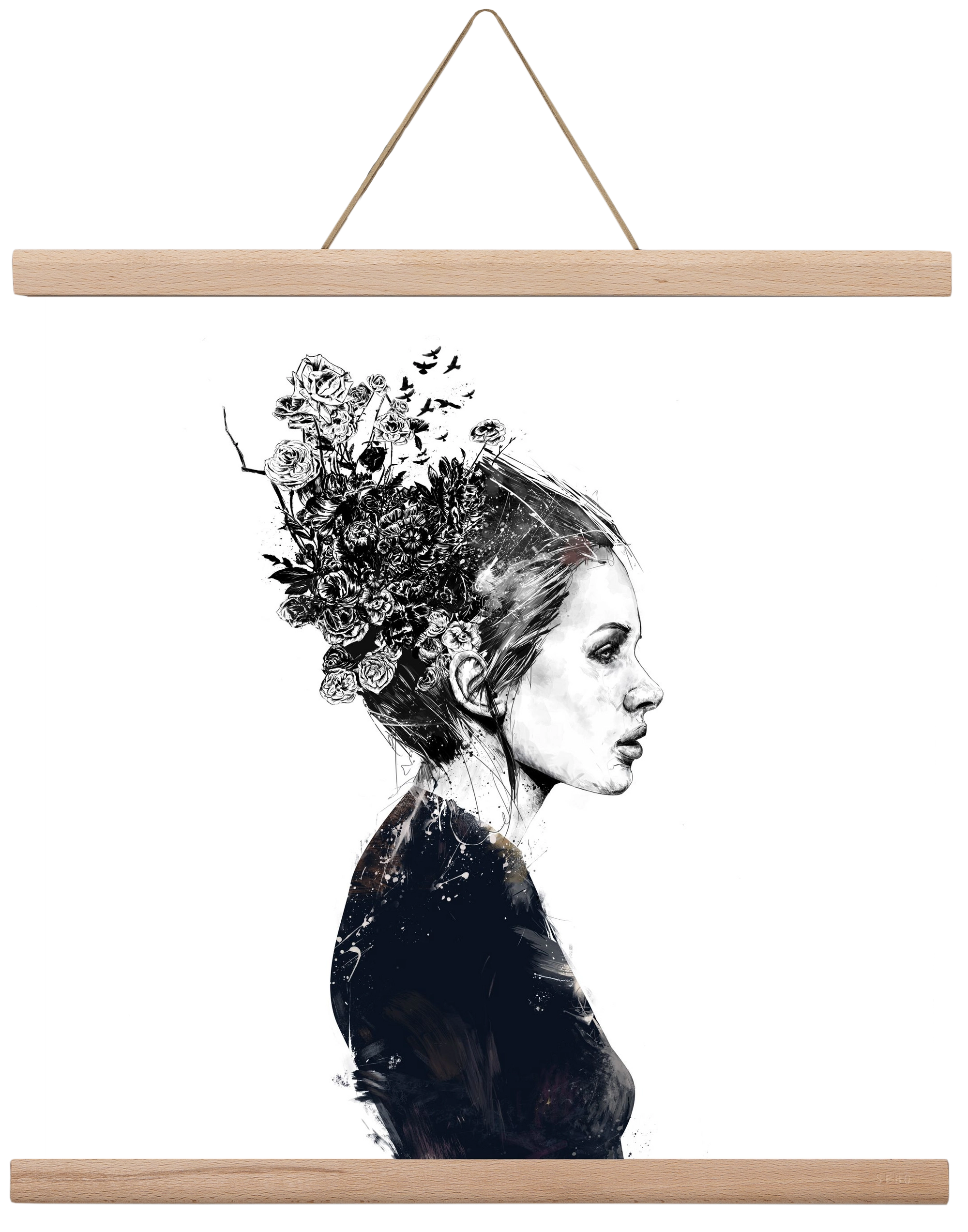 Blooming girl, 40x40 cm (40x40 cm), Tölgy akasztó