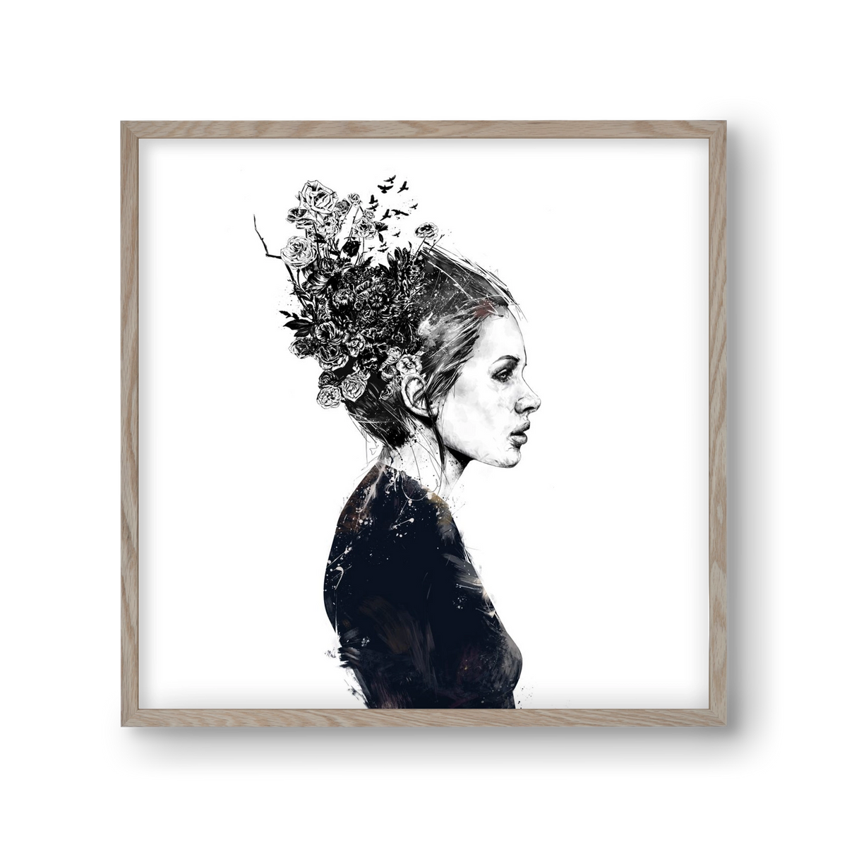 Blooming girl, 30x30 cm (30x30 cm), Tölgy keret