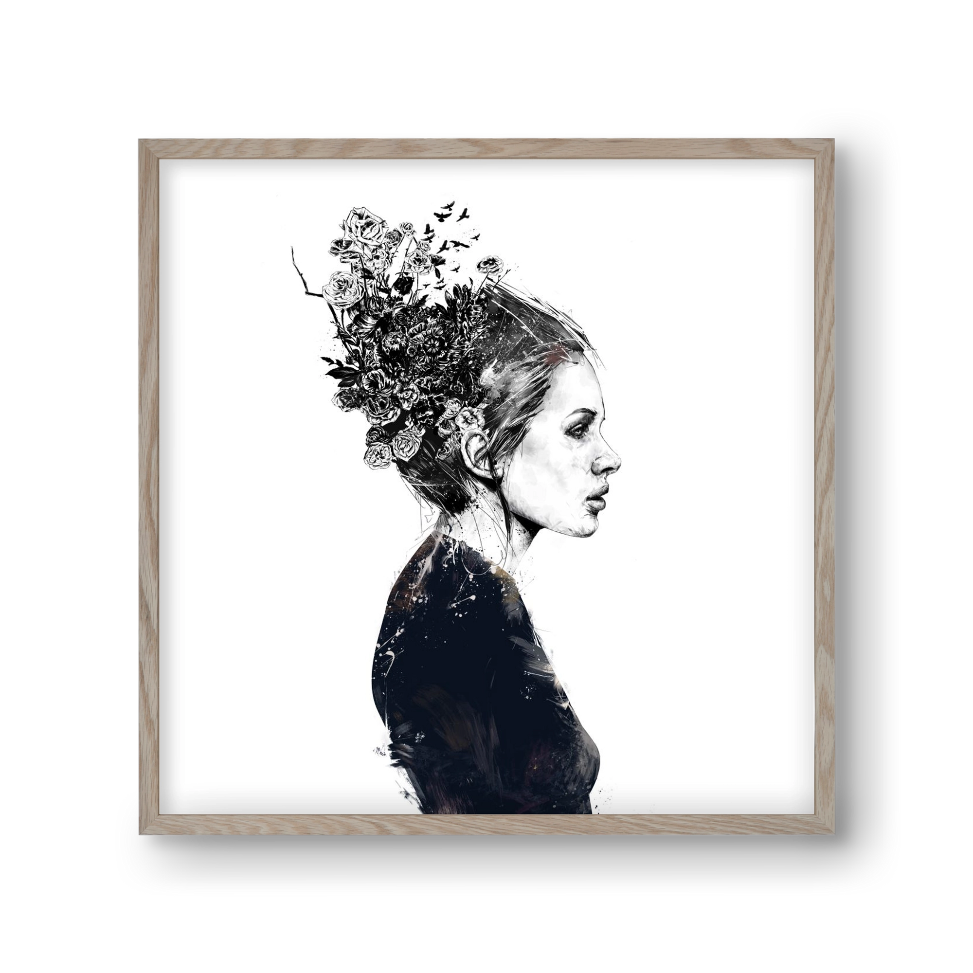 Blooming girl, 30x30 cm (30x30 cm), Tölgy keret