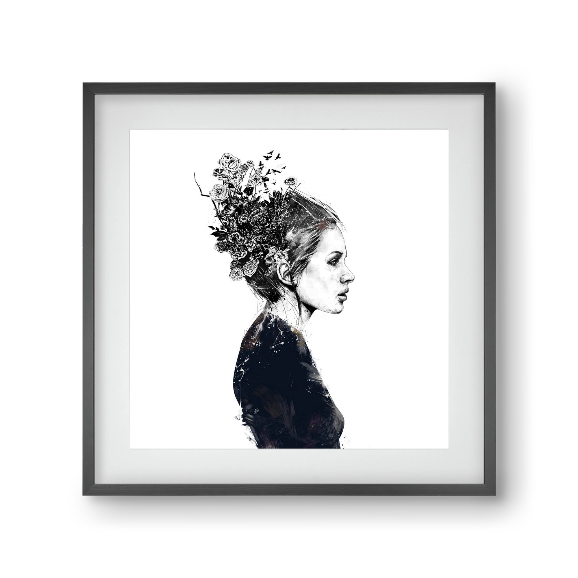 Blooming girl, 30x30 cm (20x20 cm), Fekete keret, paszpartuval