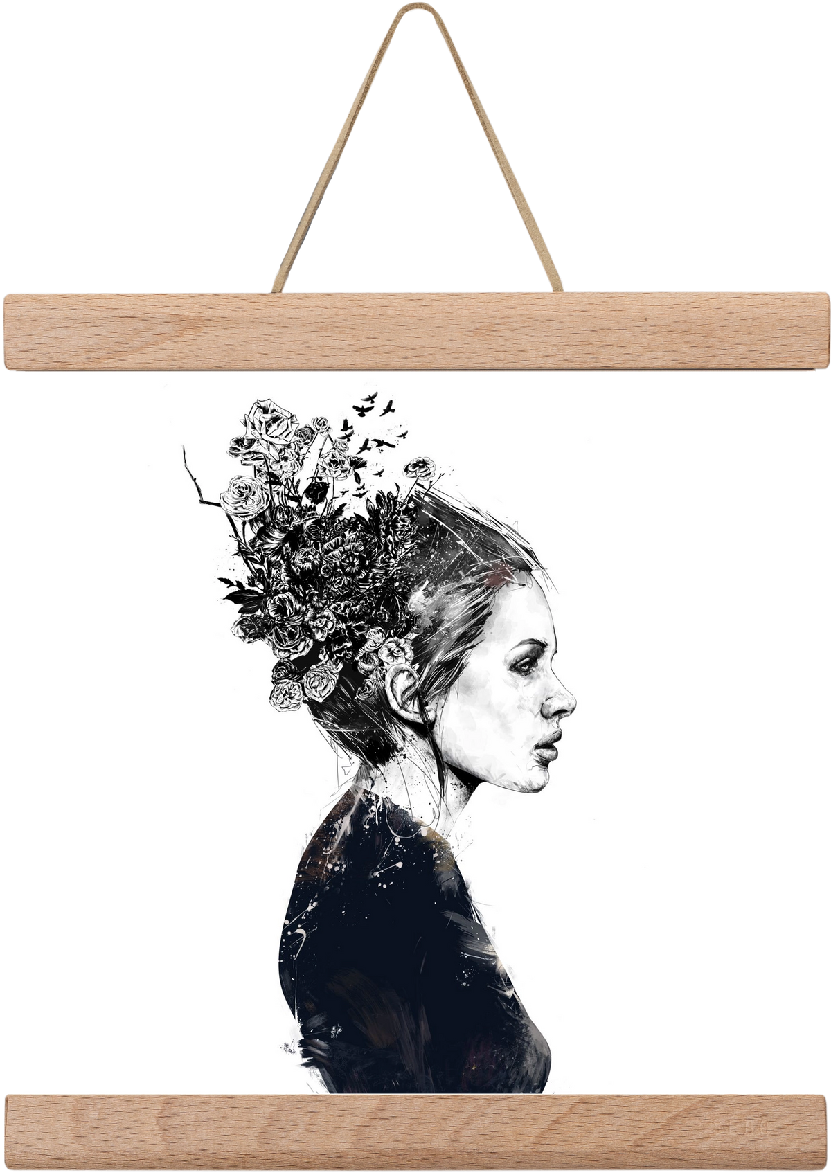 Blooming girl, 20x20 cm (20x20 cm), Tölgy akasztó