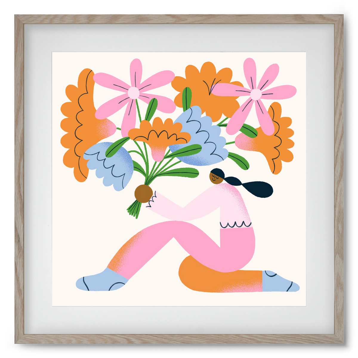 Flowers, 50x50 cm (40x40 cm), Tölgy keret, paszpartuval