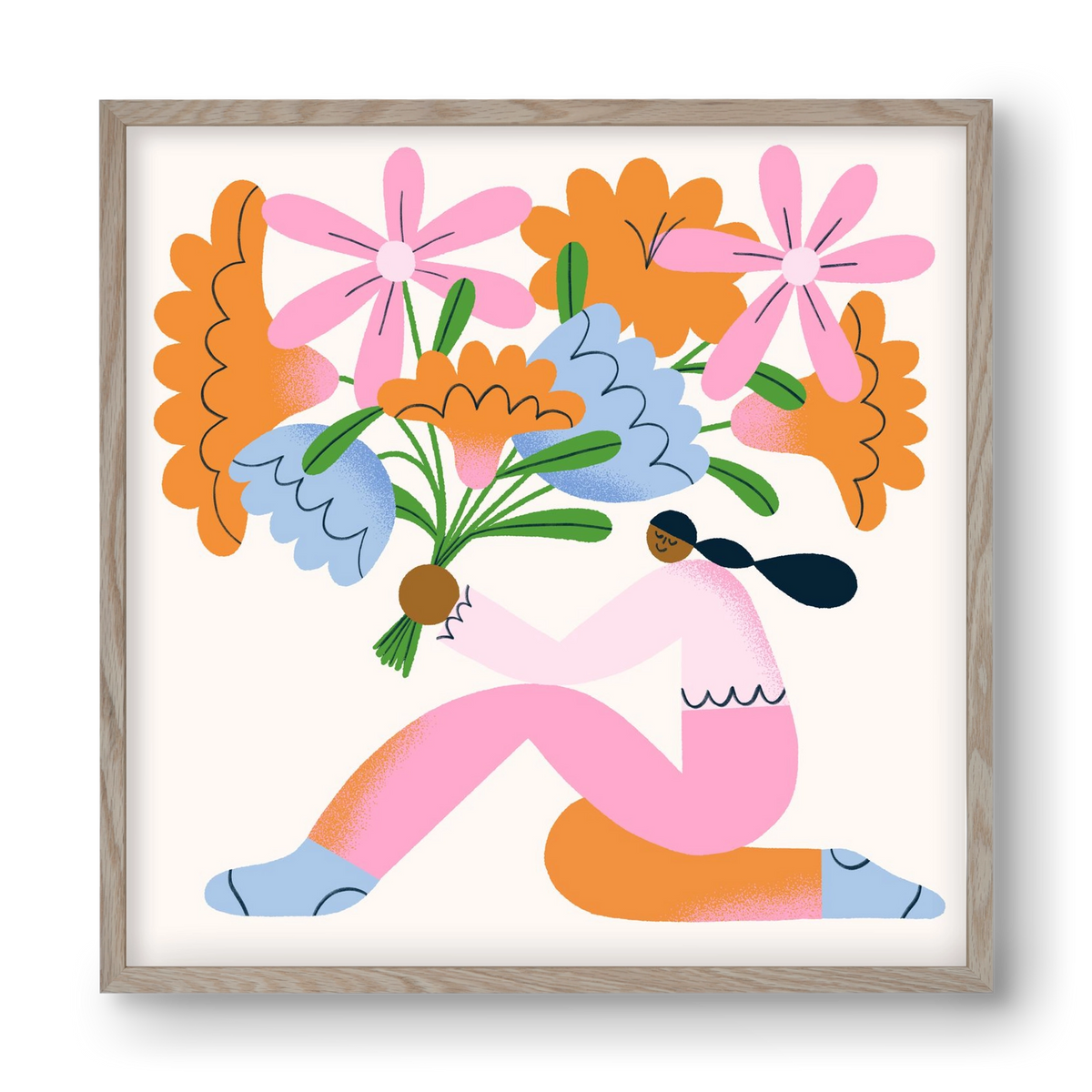 Flowers, 40x40 cm (40x40 cm), Tölgy keret