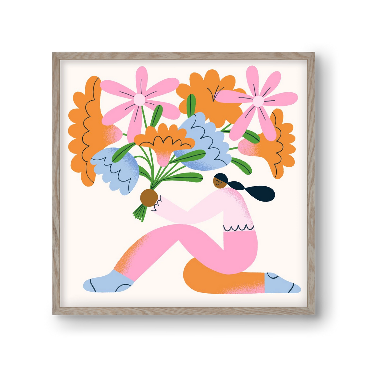 Flowers, 30x30 cm (30x30 cm), Tölgy keret