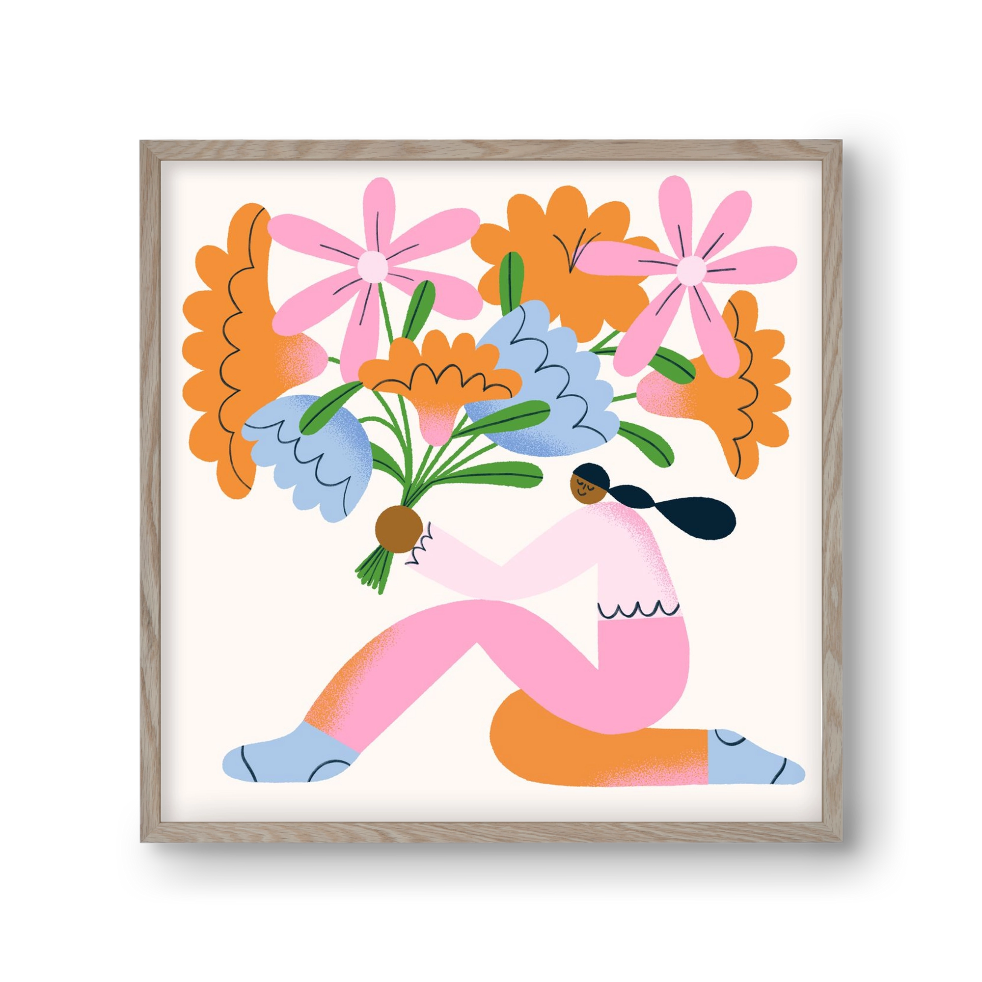 Flowers, 30x30 cm (30x30 cm), Tölgy keret