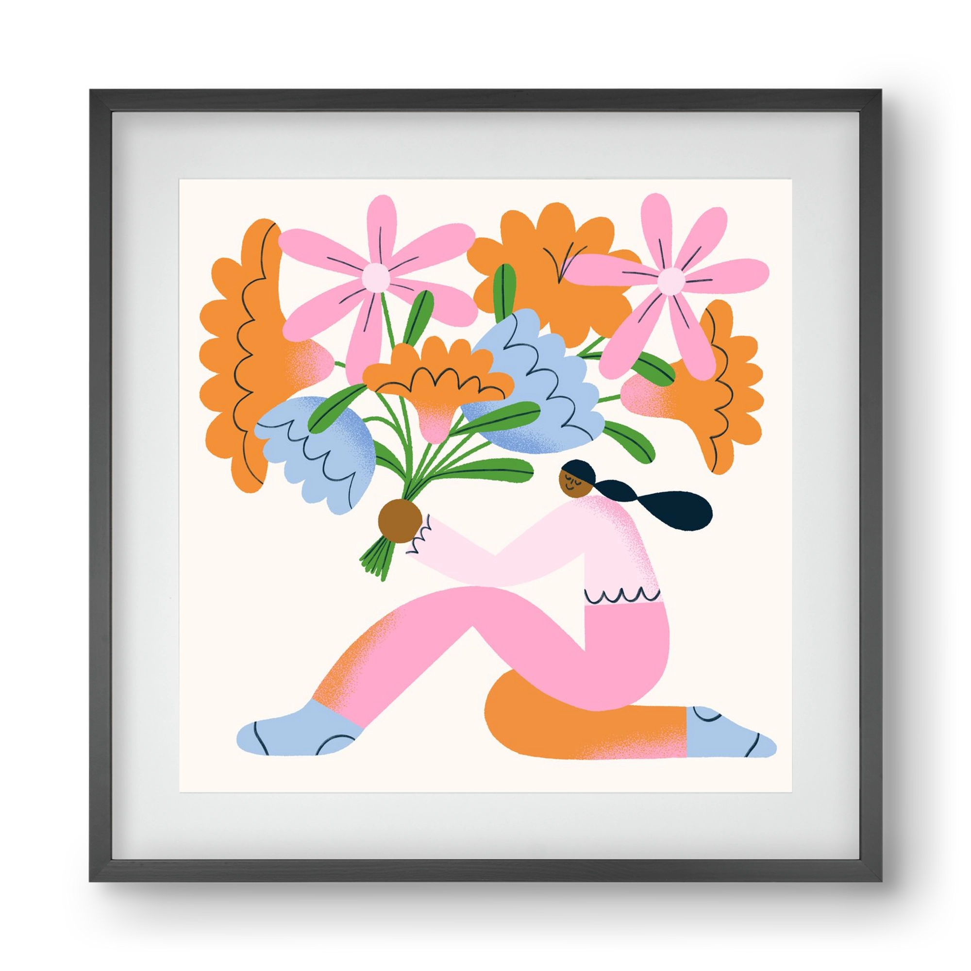 Flowers, 40x40 cm (30x30 cm), Fekete keret, paszpartuval