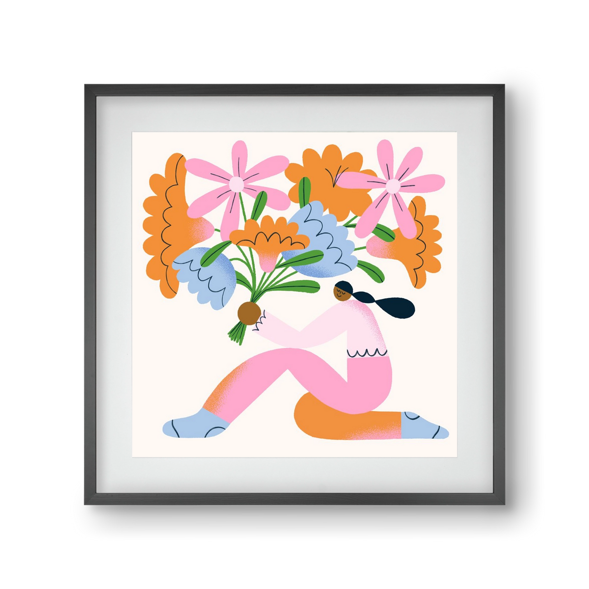 Flowers, 30x30 cm (20x20 cm), Fekete keret, paszpartuval