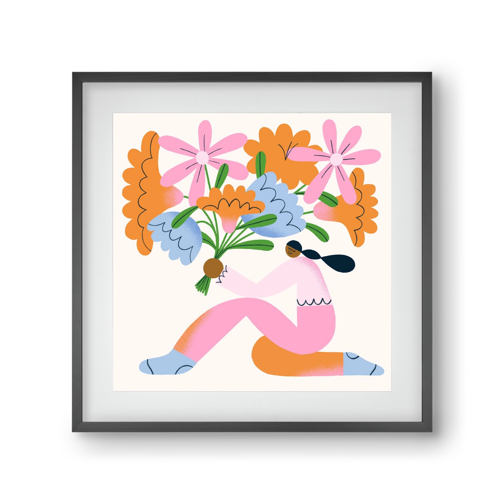 Flowers, 30x30 cm (20x20 cm), Fekete keret, paszpartuval