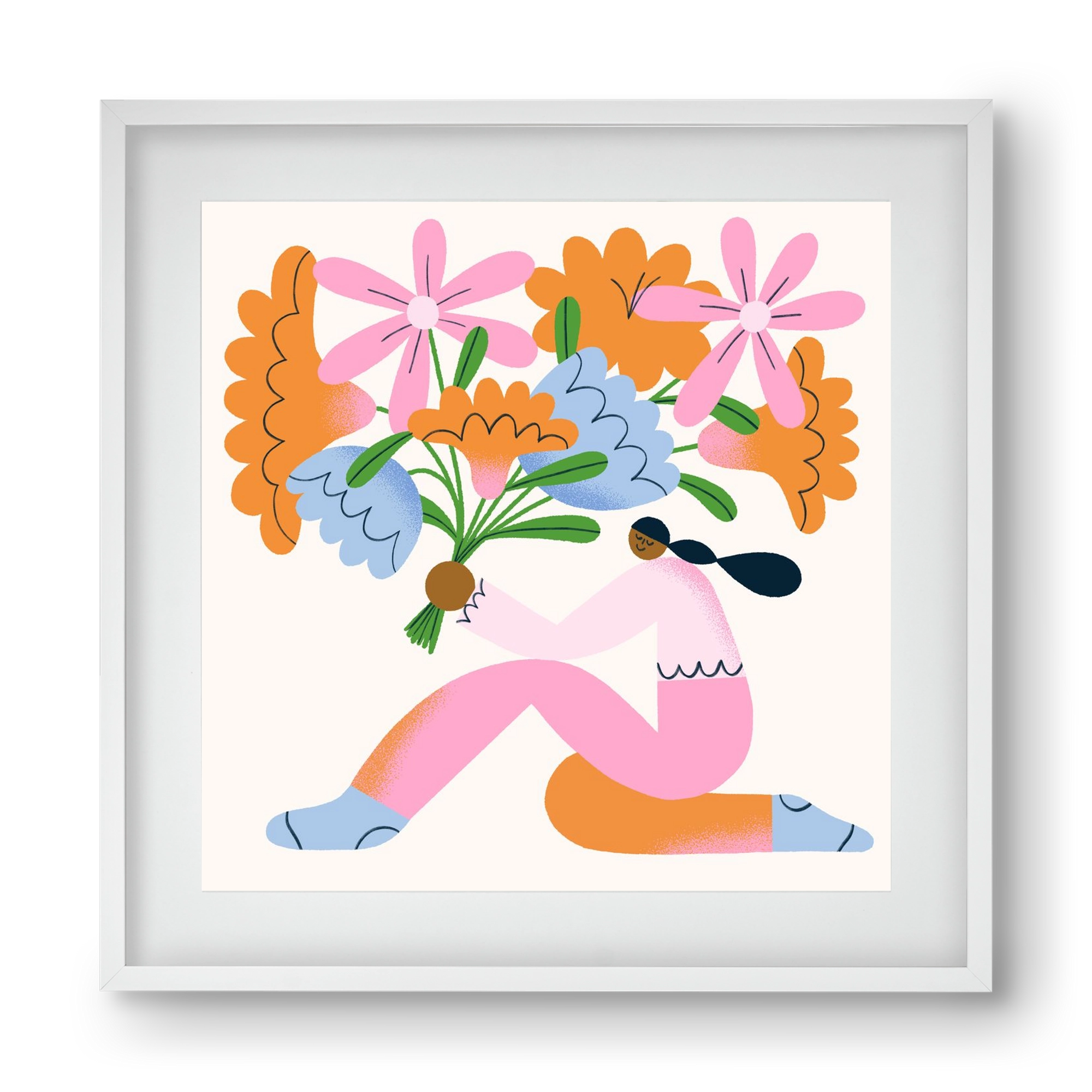 Flowers, 40x40 cm (30x30 cm), Fehér keret, paszpartuval