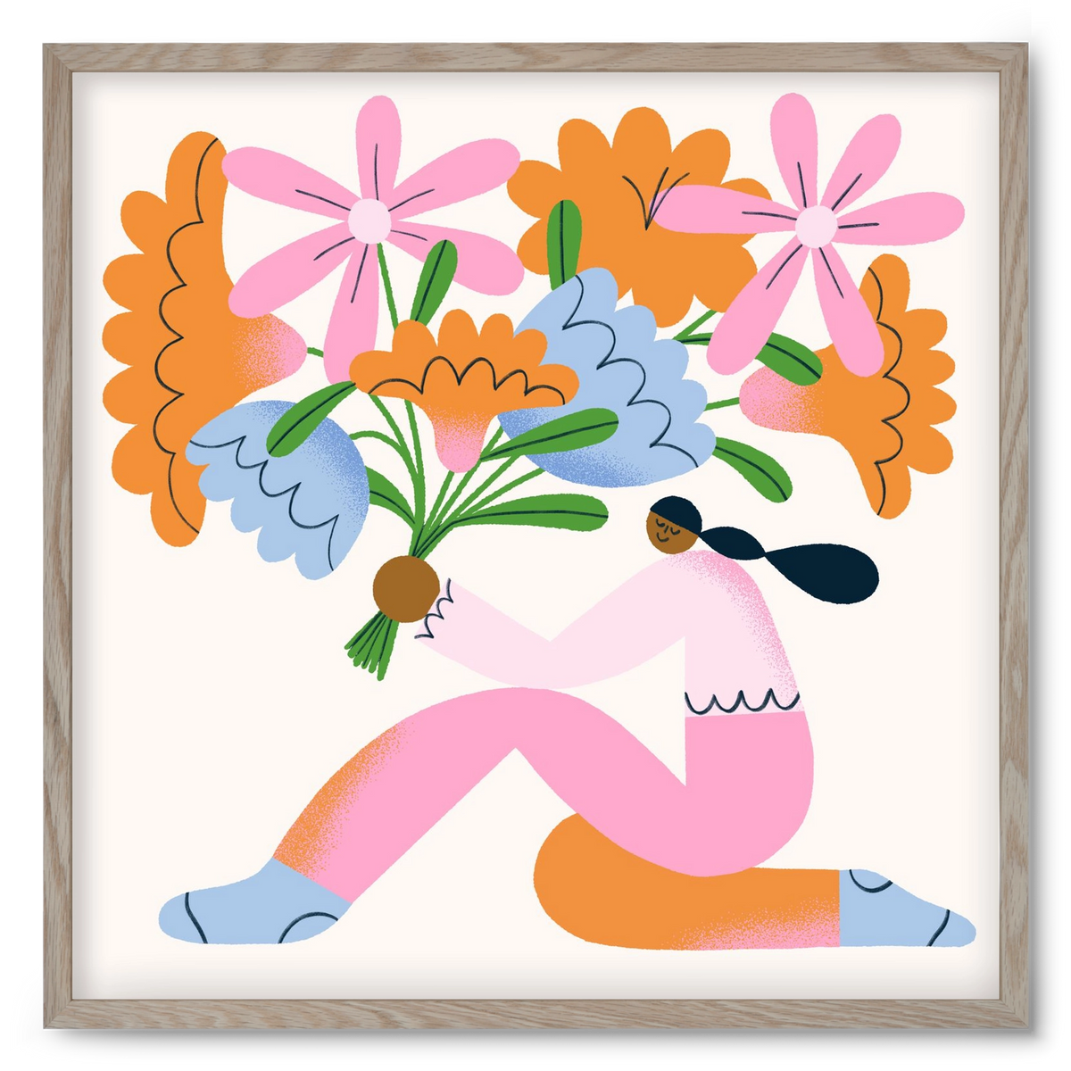 Flowers, 50x50 cm (50x50 cm), Tölgy keret