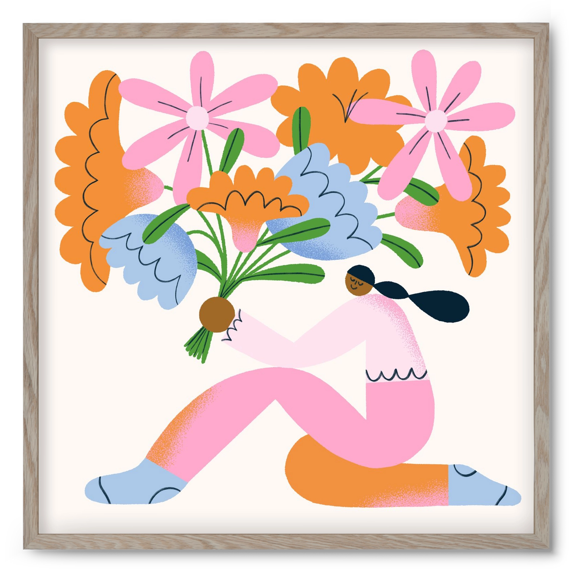 Flowers, 50x50 cm (50x50 cm), Tölgy keret