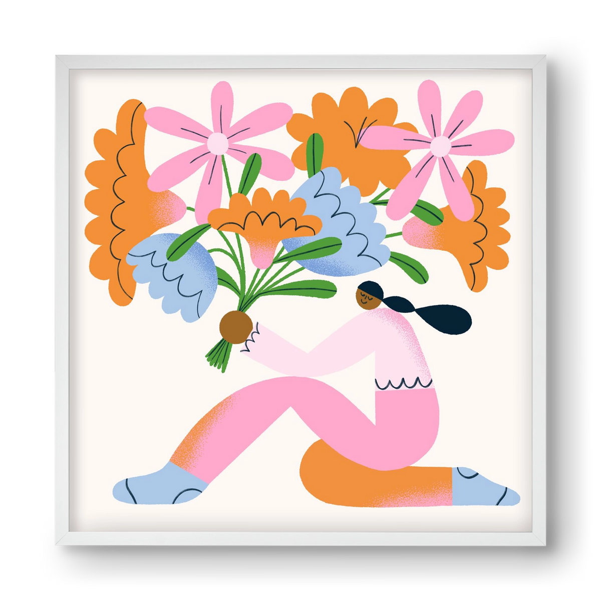 Flowers, 40x40 cm (40x40 cm), Fehér keret