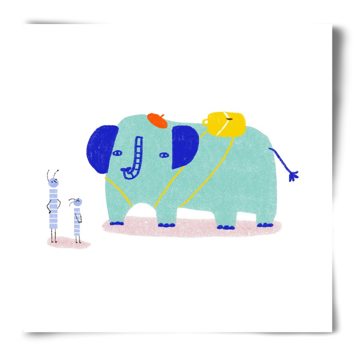 Elefánt kirándul, 50x50 cm, Keret nélkül