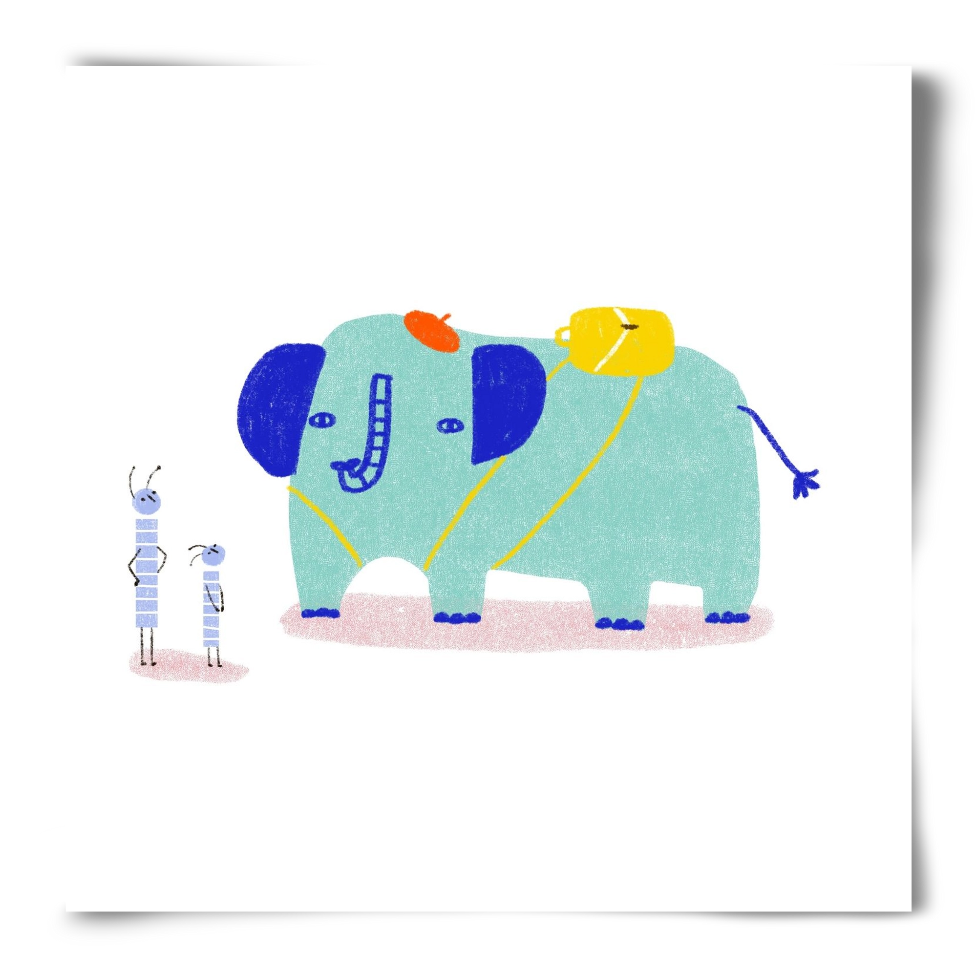 Elefánt kirándul, 50x50 cm, Keret nélkül