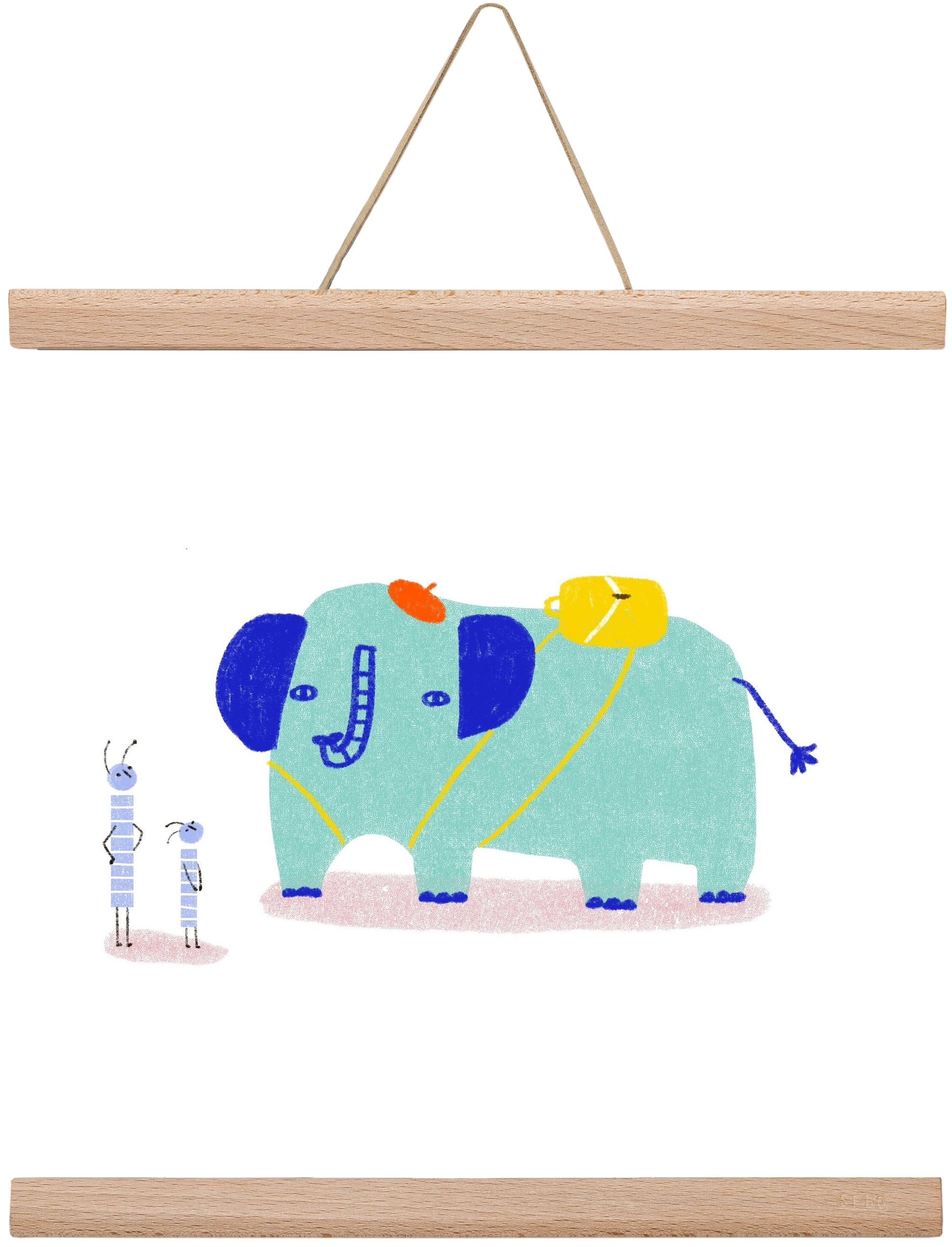 Elefánt kirándul, 30x30 cm (30x30 cm), Tölgy akasztó