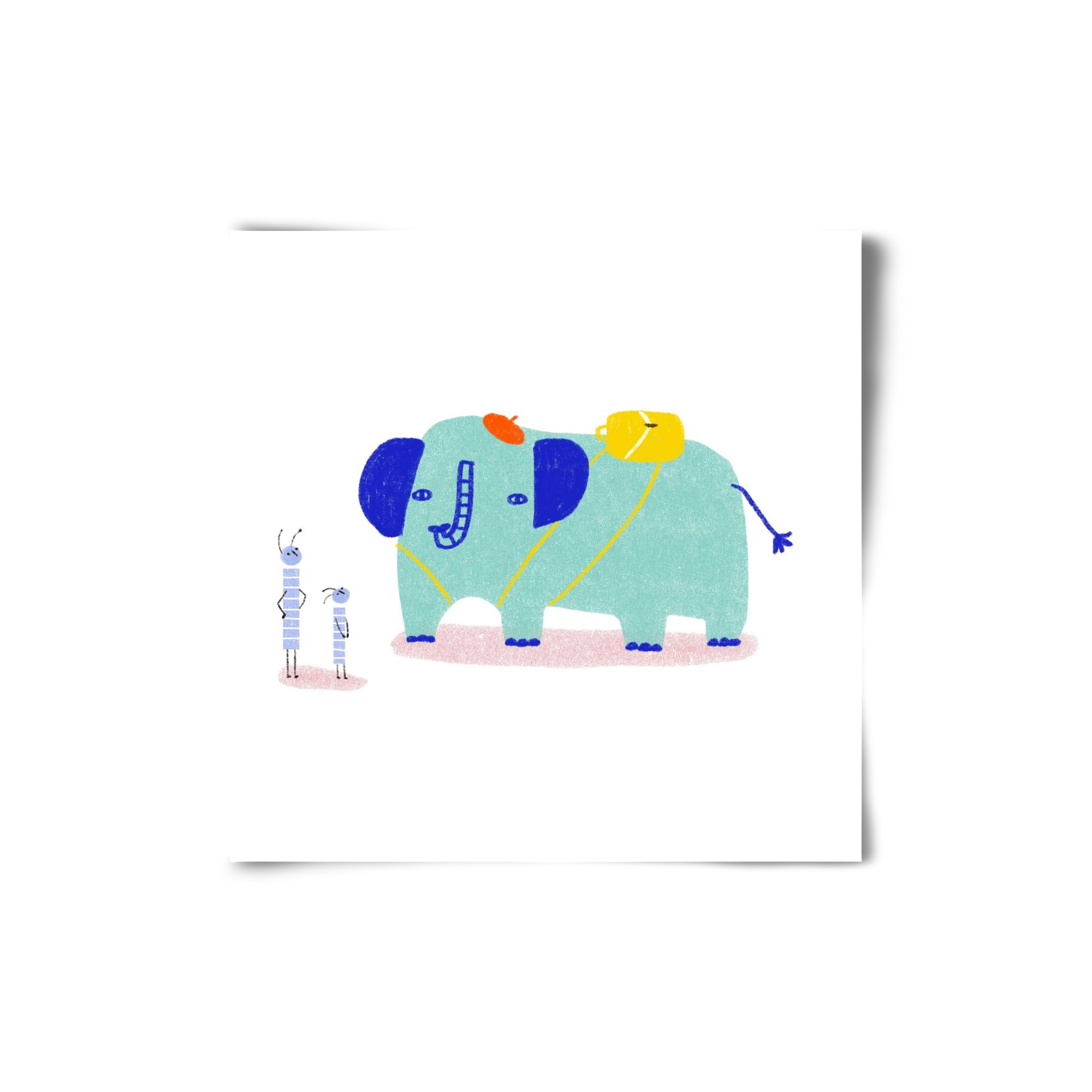 Elefánt kirándul, 20x20 cm, Keret nélkül