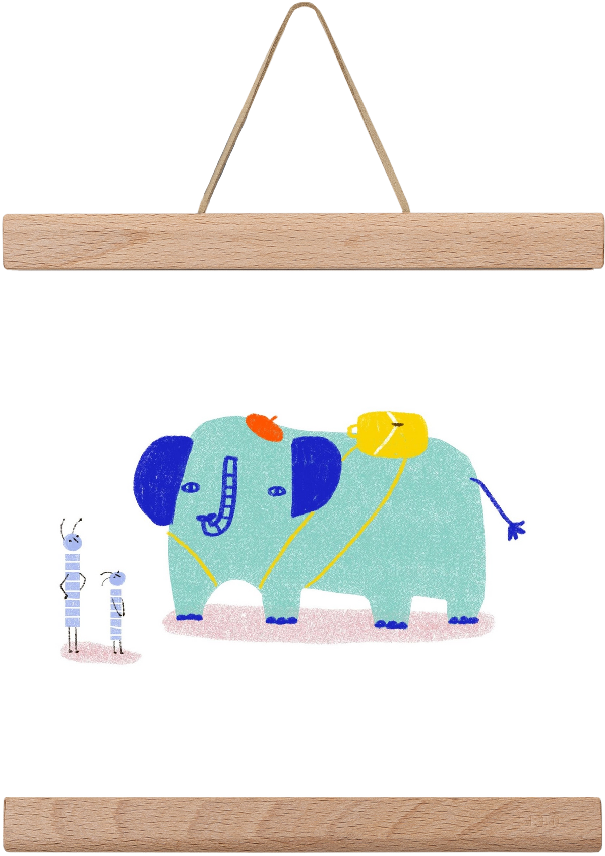 Elefánt kirándul, 20x20 cm (20x20 cm), Tölgy akasztó