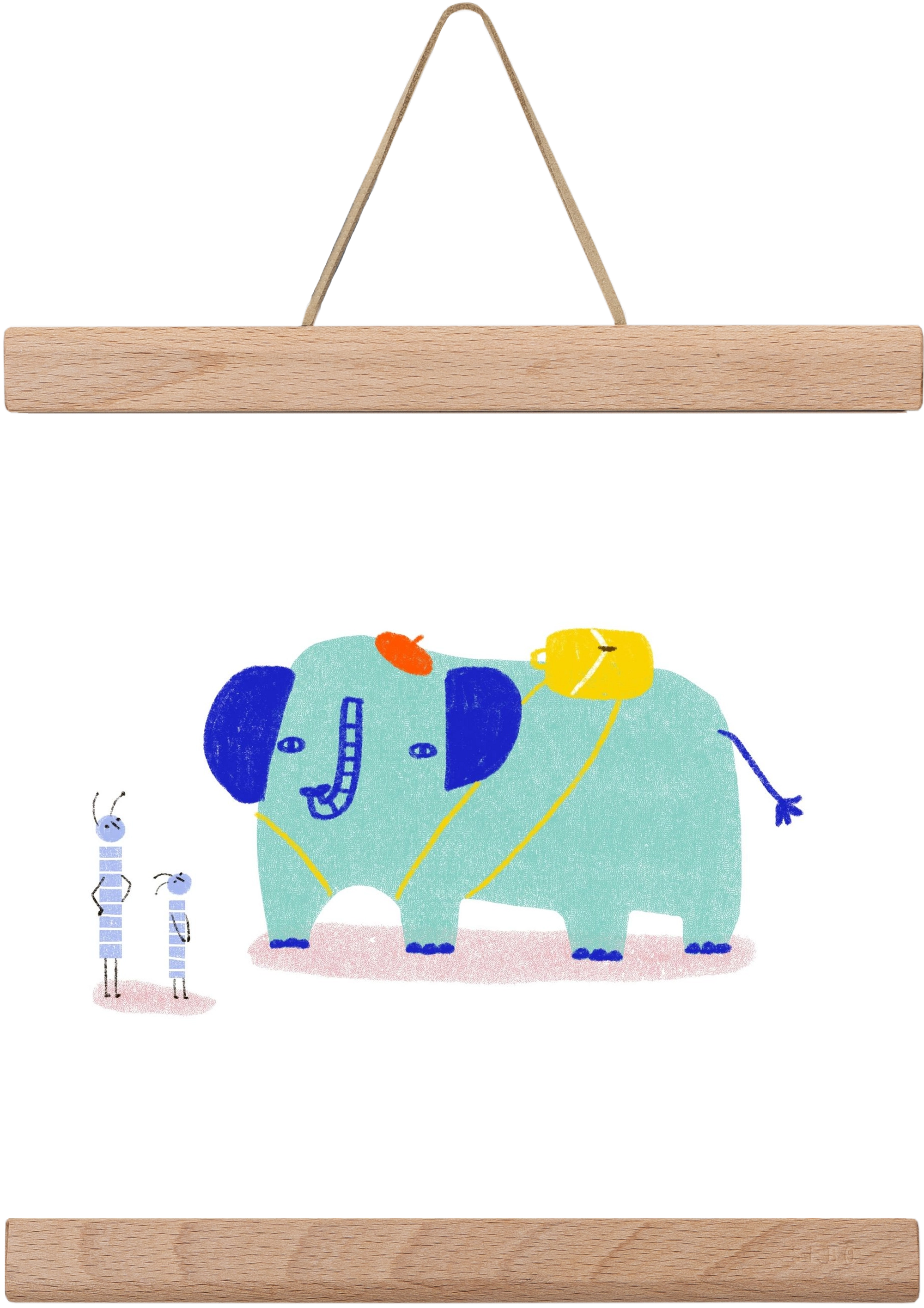 Elefánt kirándul, 20x20 cm (20x20 cm), Tölgy akasztó