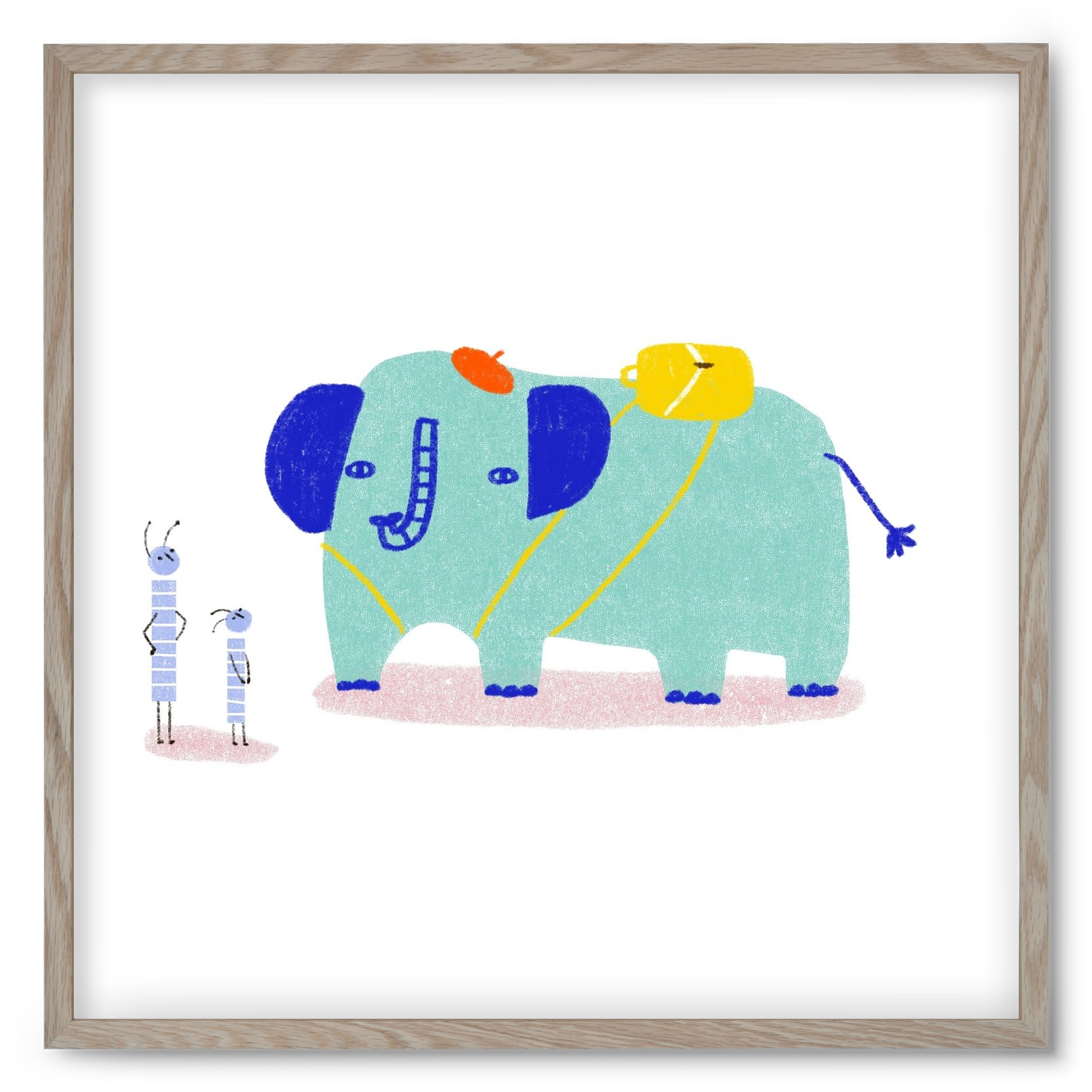 Elefánt kirándul, 50x50 cm (50x50 cm), Tölgy keret