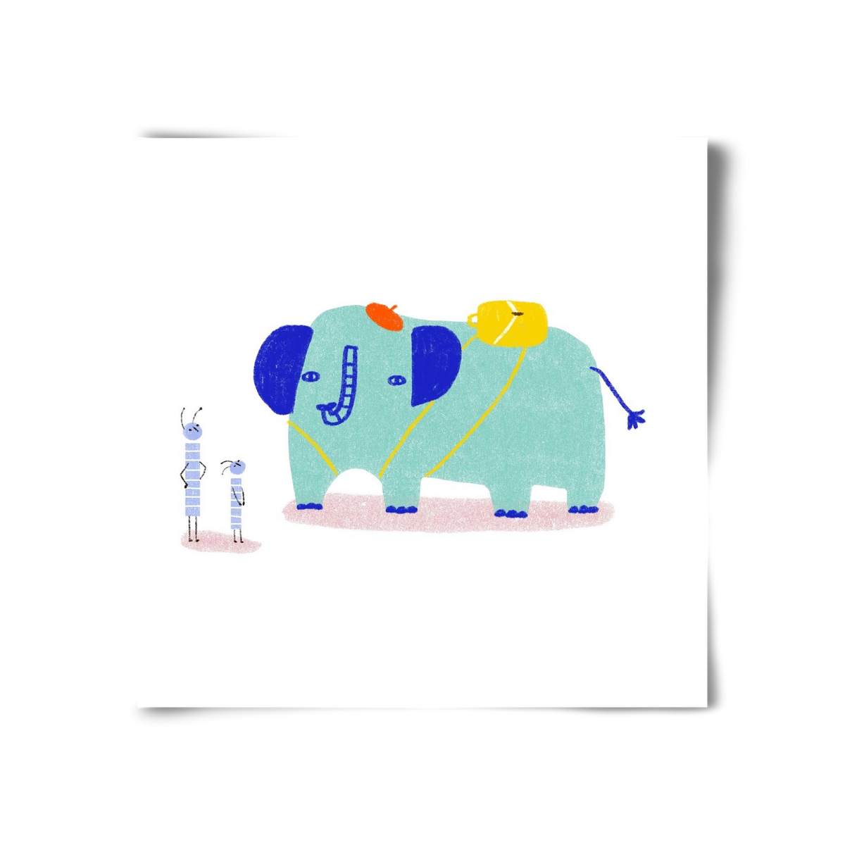 Elefánt kirándul, 30x30 cm, Keret nélkül
