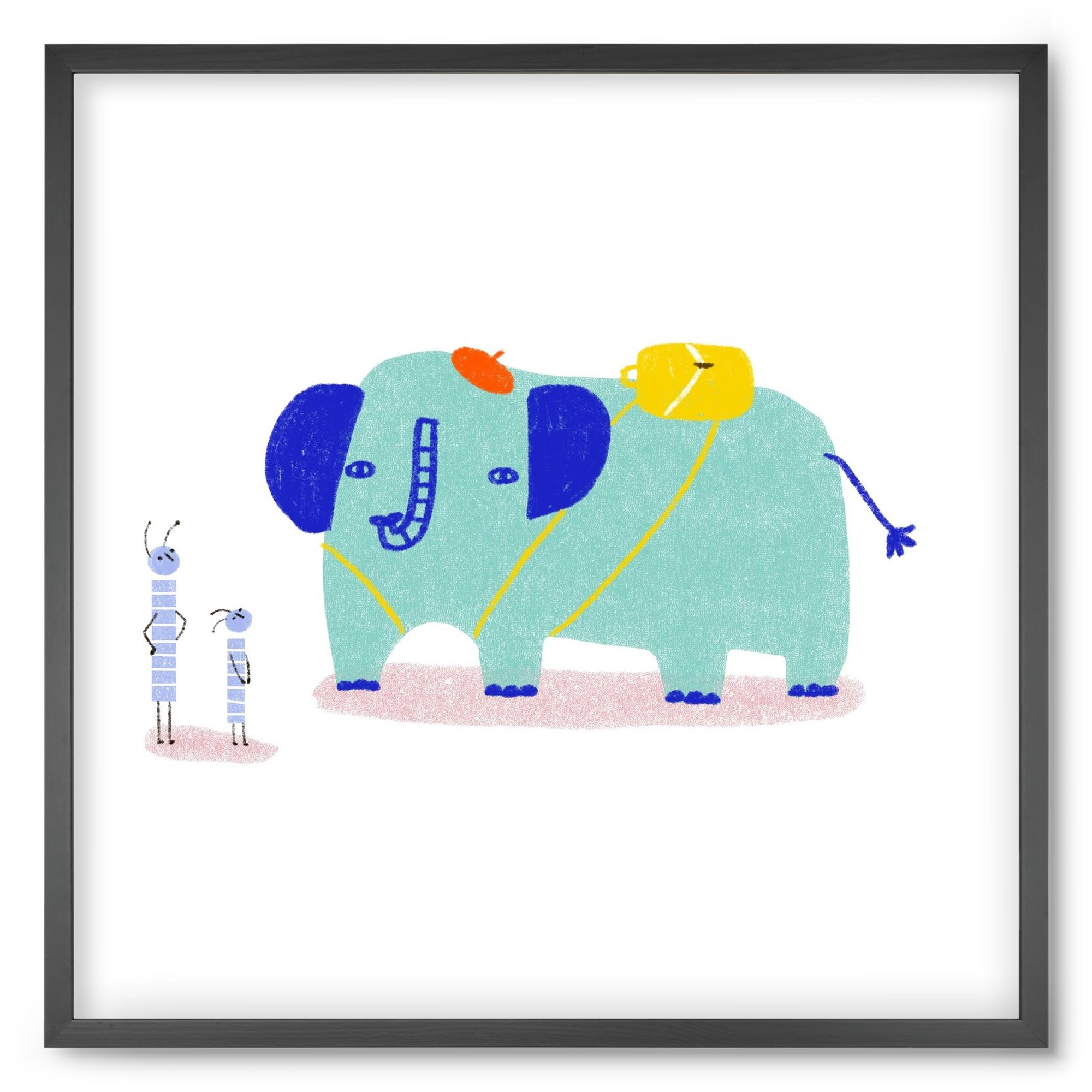 Elefánt kirándul, 50x50 cm (50x50 cm), Fekete keret